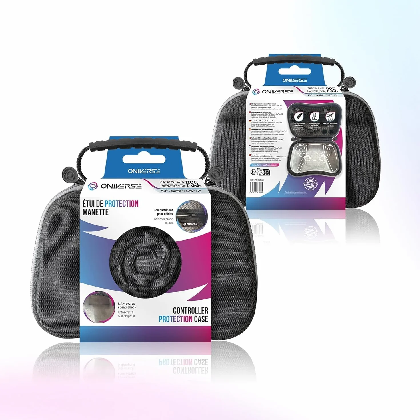 Oniverse Torba do przechowywania na Kontrolery PS5 PS4 Xbox One Series X|S z Uchwytem, Wodoszczelne, Wnętrze z Weluru odporne na Zarysowania, Komora na Akcesoria (Torba do przechowywania)