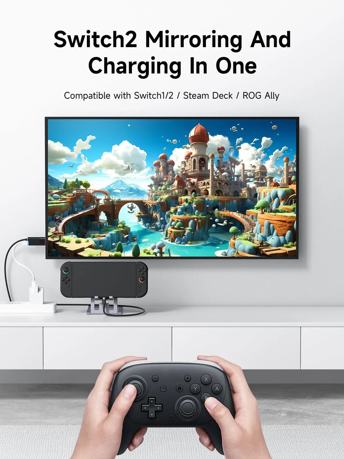 Hagibis Stacja dokująca Switch2 do Nintendo Switch1/2 i Switch OLED, USB C na HDMI z 4K przy 60 Hz, 100 W PD, adapter typu C na HDMI