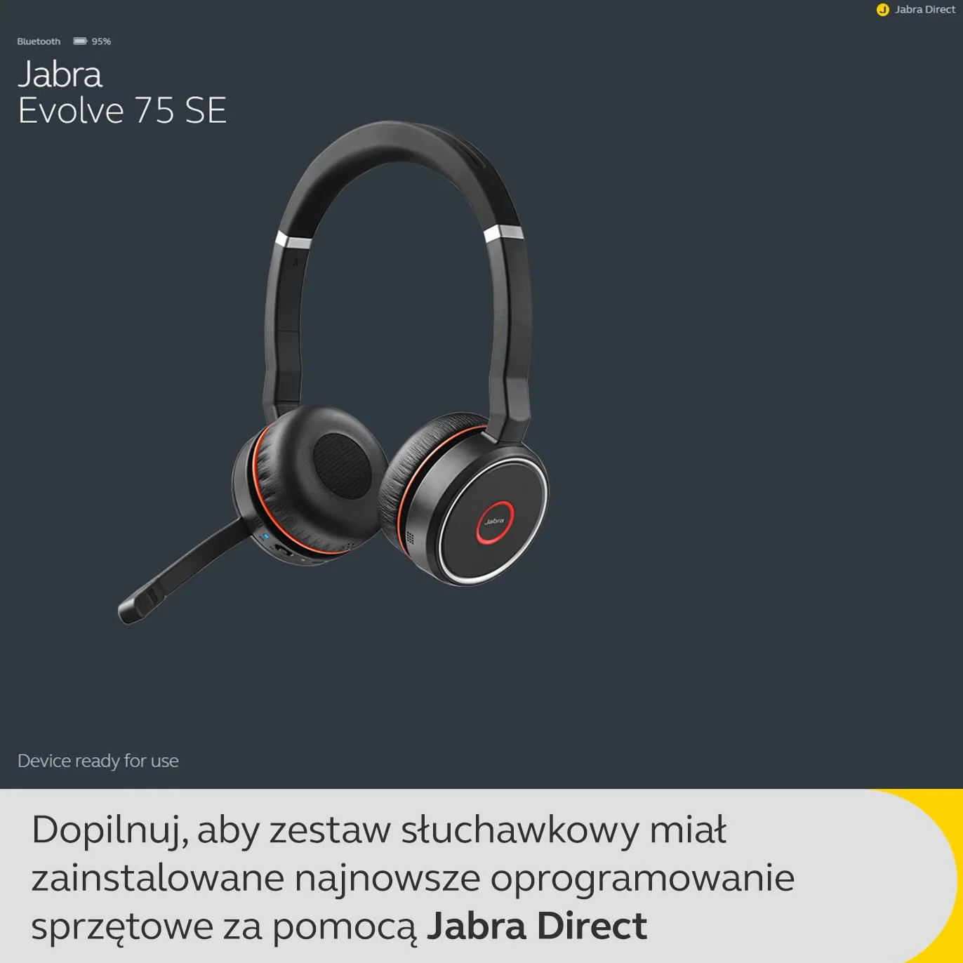 Jabra Evolve 75 SE - bezprzewodowy zestaw słuchawkowy Bluetooth stereo - z mikrofonem i aktywną redukcją szumów - certyfikat MS Teams, współpracuje ze wszystkimi platformami - czarny