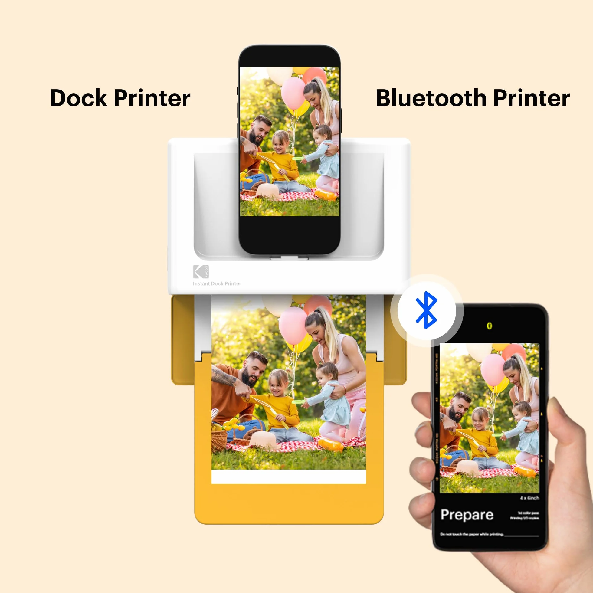 KODAK Dock Plus PD460 Zestaw 90 przyborów fotograficznych i akcesoriów, przenośna drukarka fotograficzna do smartfonów, natychmiastowe rysowanie zdjęć 10x15cm, iOS i Android, Bluetooth i Docking -