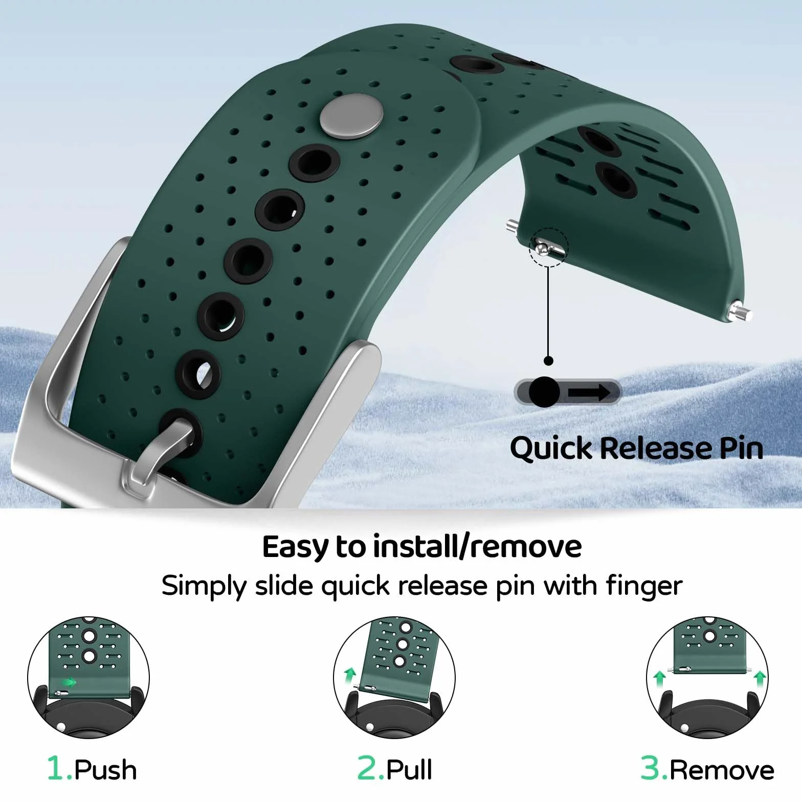 Pasek do zegarka Suunto 9 Peak/9 Peak Pro/5 Peak/Race/Vertical, 22 mm silikonowy pasek zastępczy QuickFit do Garmin Venu 3, Venu 2, Vivoactive 4, Forerunner 265, Forerunner 255