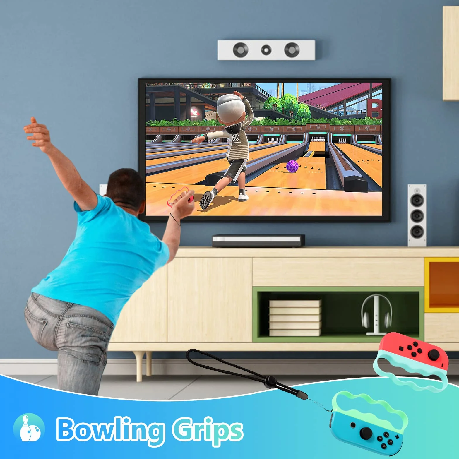 OLDZHU 12 w 1 Zestaw akcesoriów sportowych do Nintendo Switch OLED z rakietami tenisowymi, kijami golfowymi, mieczem, paskami na nadgarstki i nogi Niebiesko-zielony