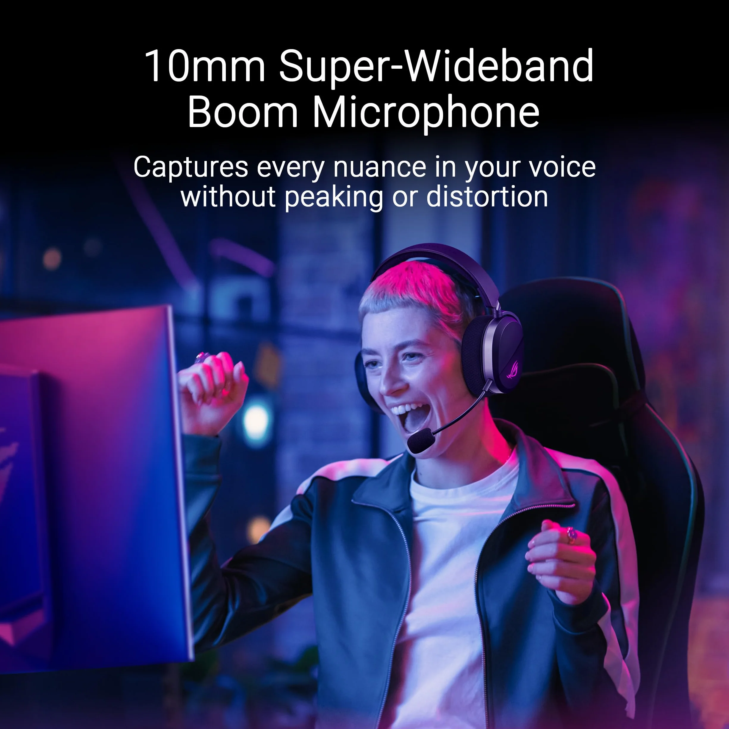 ASUS ROG Pelta bezprzewodowy zestaw słuchawkowy do gier RGB (ROG SpeedNova, Bluetooth, 2,4 GHz, USB-C, przetworniki membrany tytanowej 50 mm, ROG, super szerokopasmowy mikrofon boom 10 mm, lekki 309