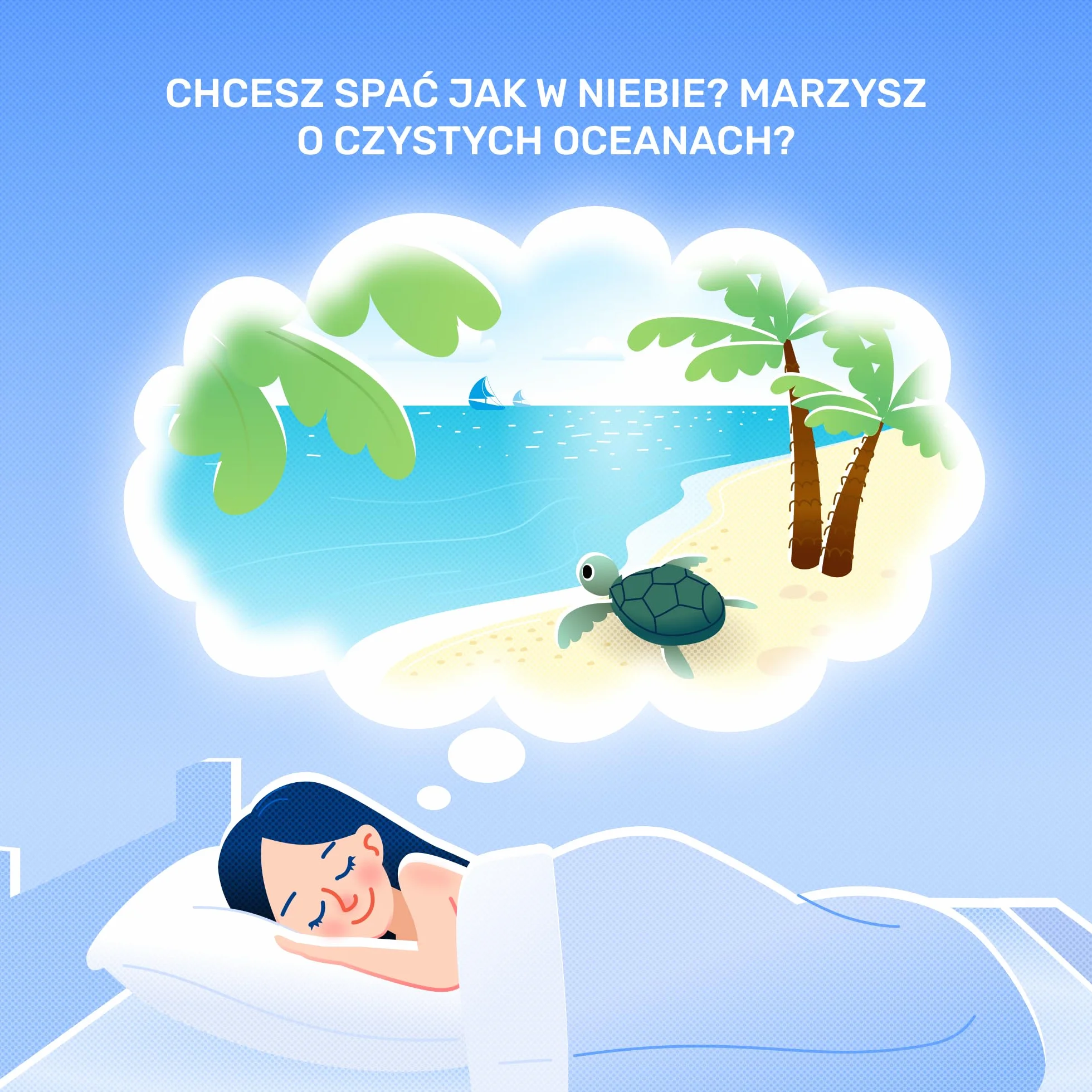 Materac nawierzchniowy wiskoelastyczny Dailydream „Model M” z efektem pianki zapamiętującej kształt, 140x190x5cm, Edition “Clean Ocean”