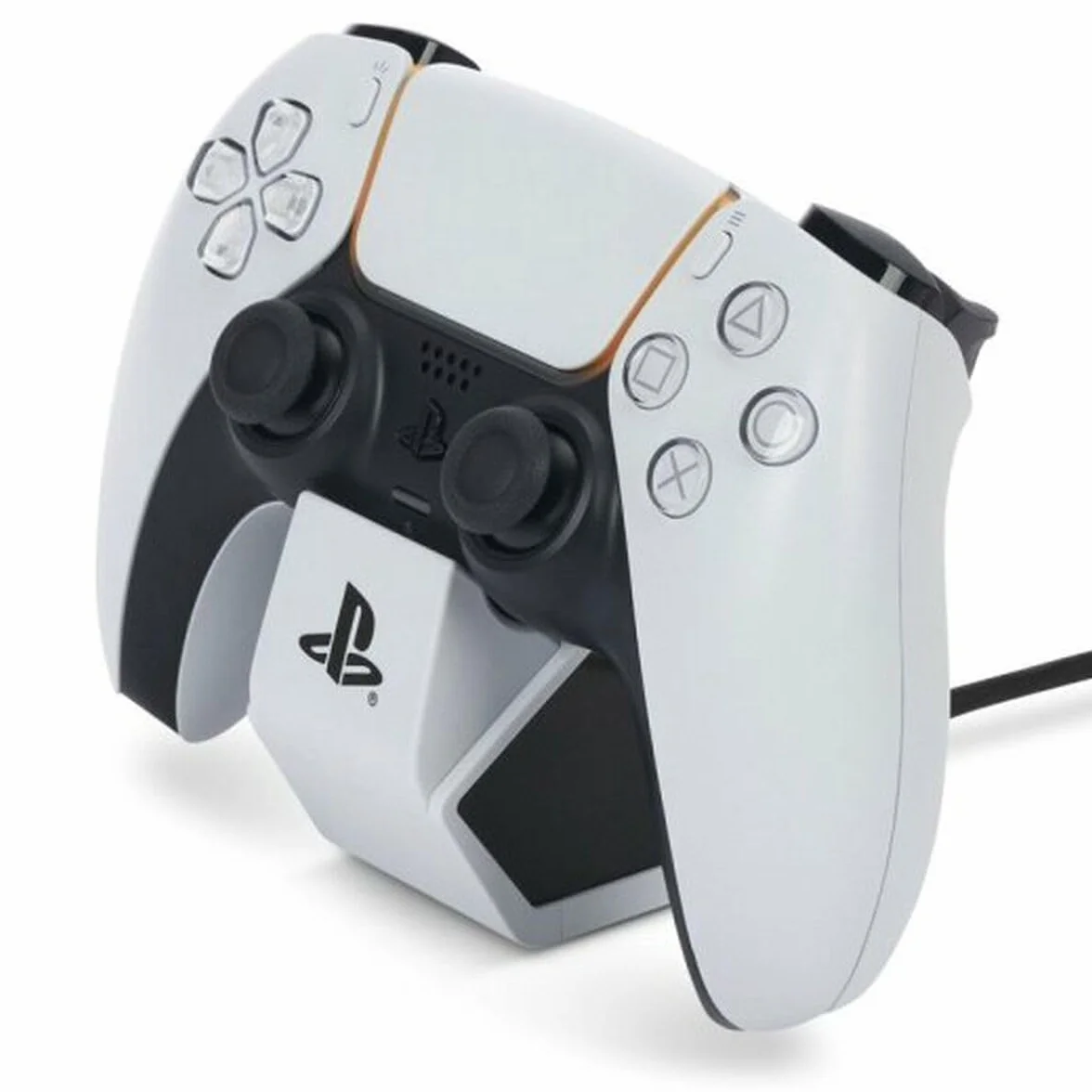 Biała stacja ładująca solo PowerA do kontrolera bezprzewodowego DualSense, Ładowanie kontrolera DualSense, ładowanie, Sony PlayStation, PS5, oficjalnie licencjonowane