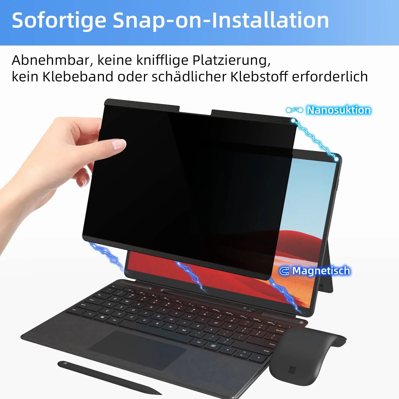 Mamol Magnetyczny filtr prywatyzujący do laptopów Microsoft Surface 13,5 cala Microsoft Surface 5/4/3/2/1, zdejmowana folia chroniąca prywatność, ochrona przed światłem niebieskim, folia maskująca do