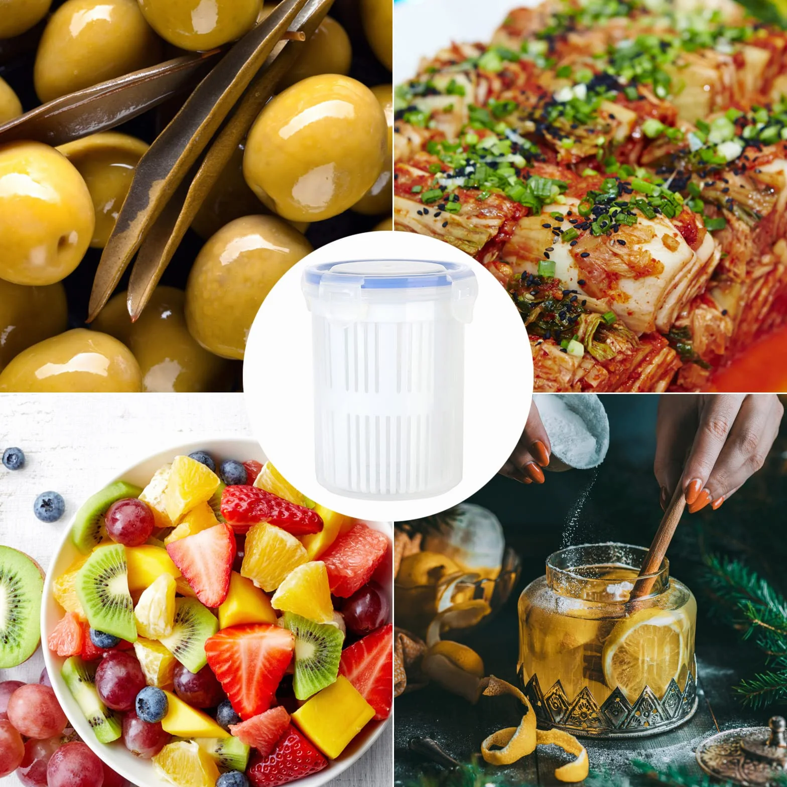Słoik Marynaty z Sitkiem, Szczelna Marynarz z Wyjmowanym Podnośnikiem do Sitka do Przechowywania Oliwek Jalapenos Shee Ser Fruits