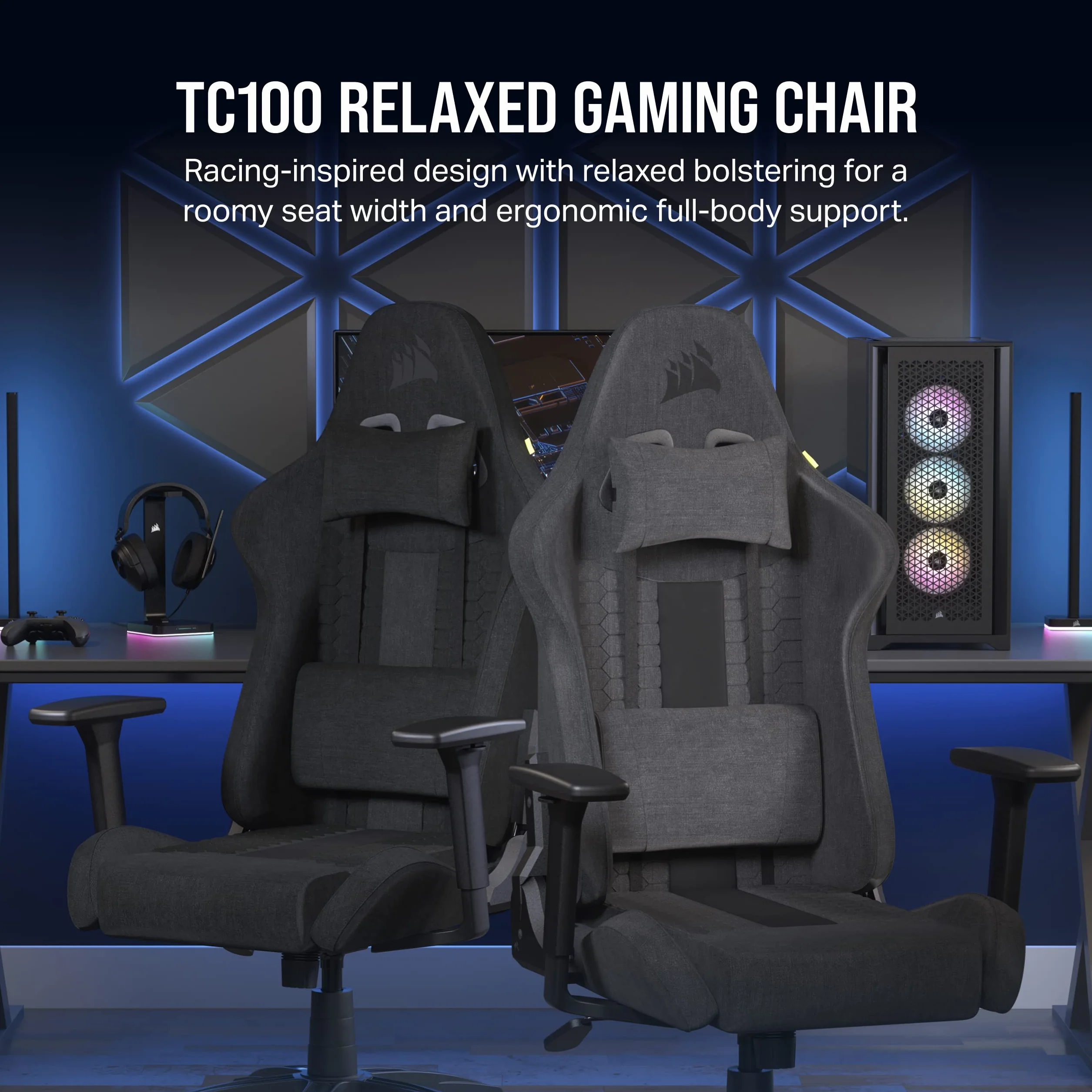 Corsair TC100 Relaxed Fotel gamingowy Fabric Szary Czarny
