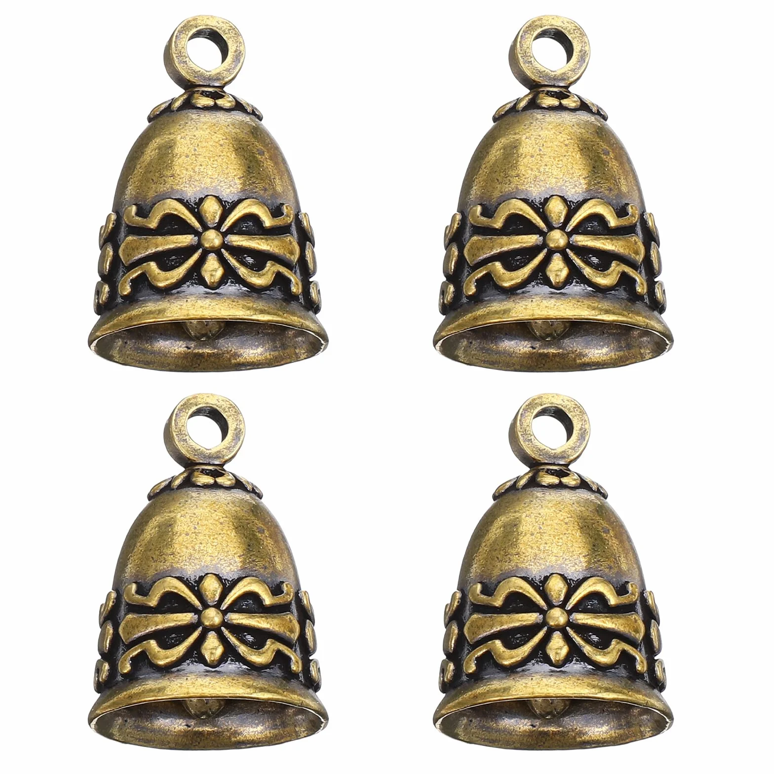 4 sztuki dzwoneczków do majsterkowania, mały mosiężny dzwoneczek w stylu vintage, ozdoba choinkowa, mini żółte dzwoneczki, metalowe dzwoneczki, wisząca dekoracja do projektów DIY, na wesele