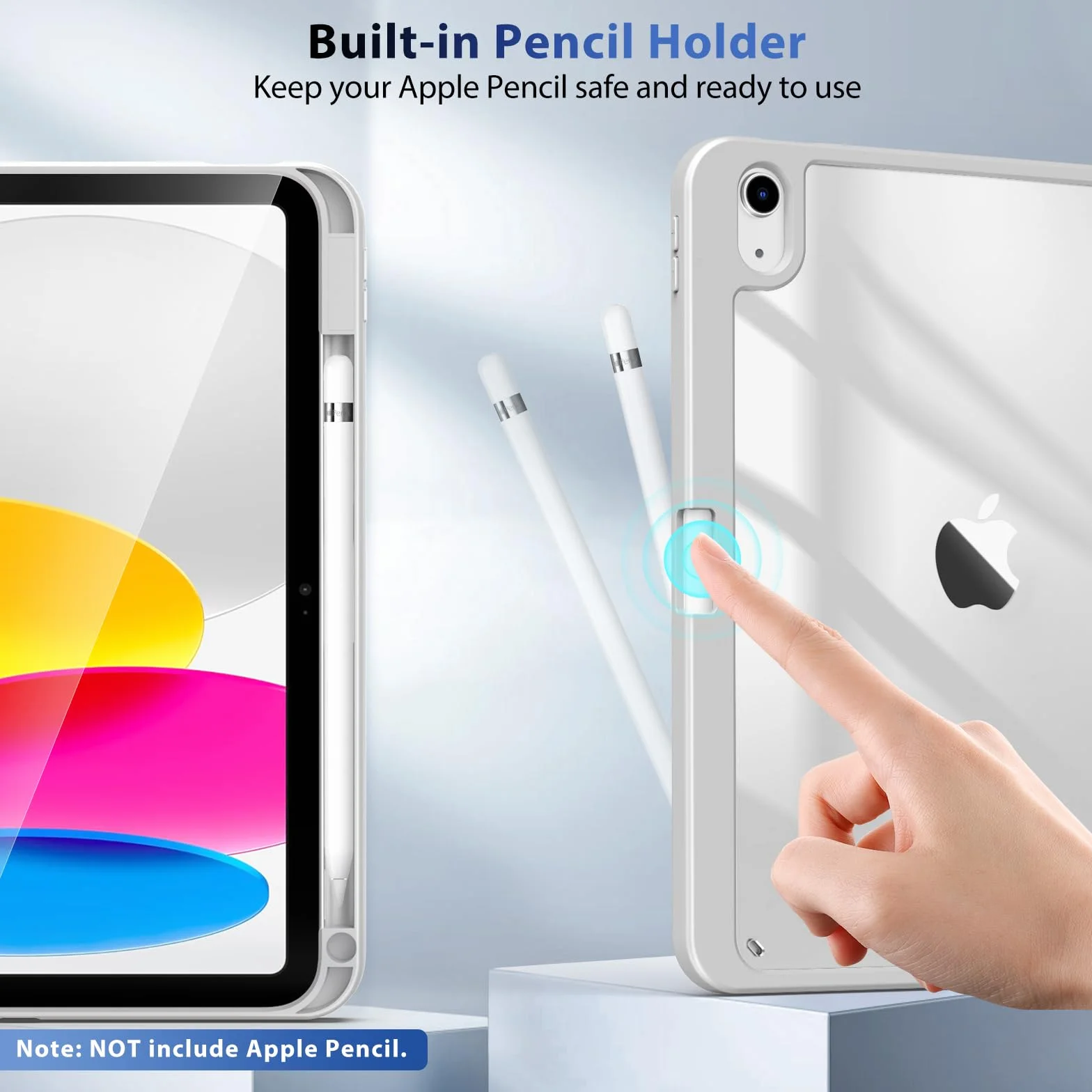 TiMOVO Etui do iPad (A16) 11. generacji 11 cali (2025) oraz iPad 10. generacji 10,9 cala (2022) z uchwytem na Pencil, smukłe etui ochronne z przezroczystym tyłem, Light Gray
