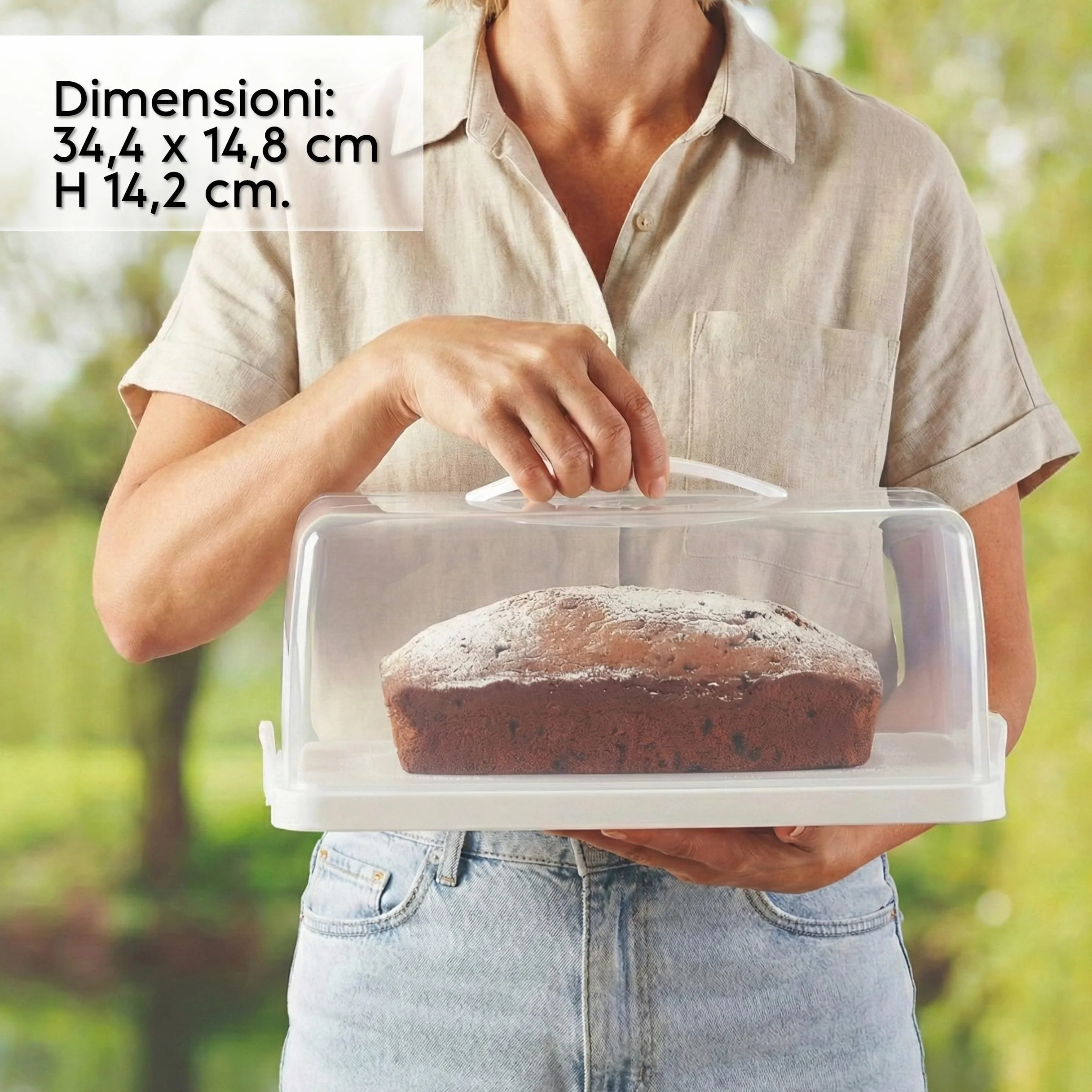 Uchwyt na Plumcake Plastikowy Pojemnik na Bochenek 34,4 x 14,8 x 14,2 cm Biały 0% BPA Bez ftalanów