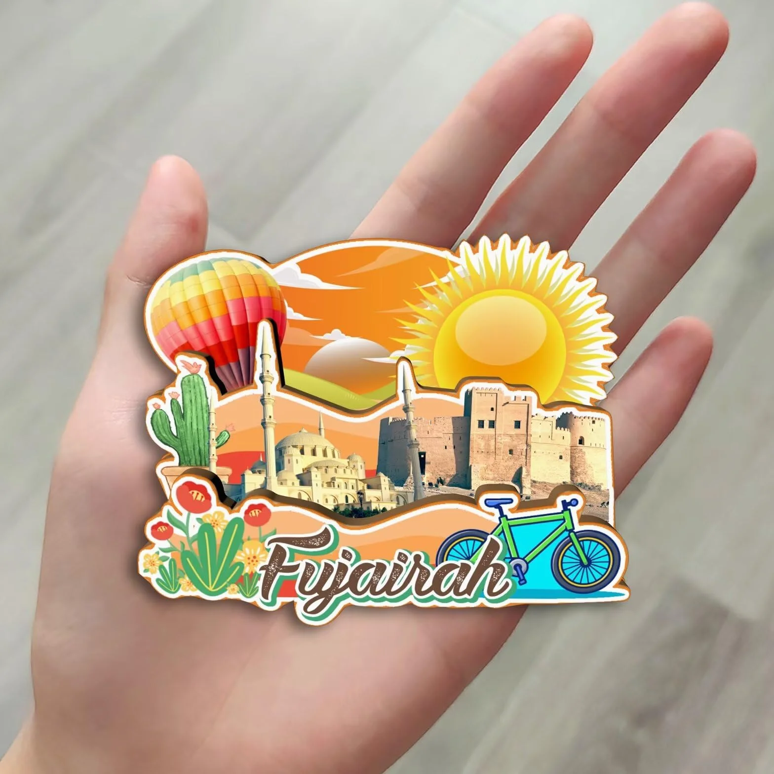 Magnes na lodówkę Fujairah Zjednoczone Emirat Arabski magnes na lodówkę pamiątki z podróży po mieście prezenty turystyczne 3D klasyczne zabytki ręcznie robione rękodzieło dekoracja domu -2669