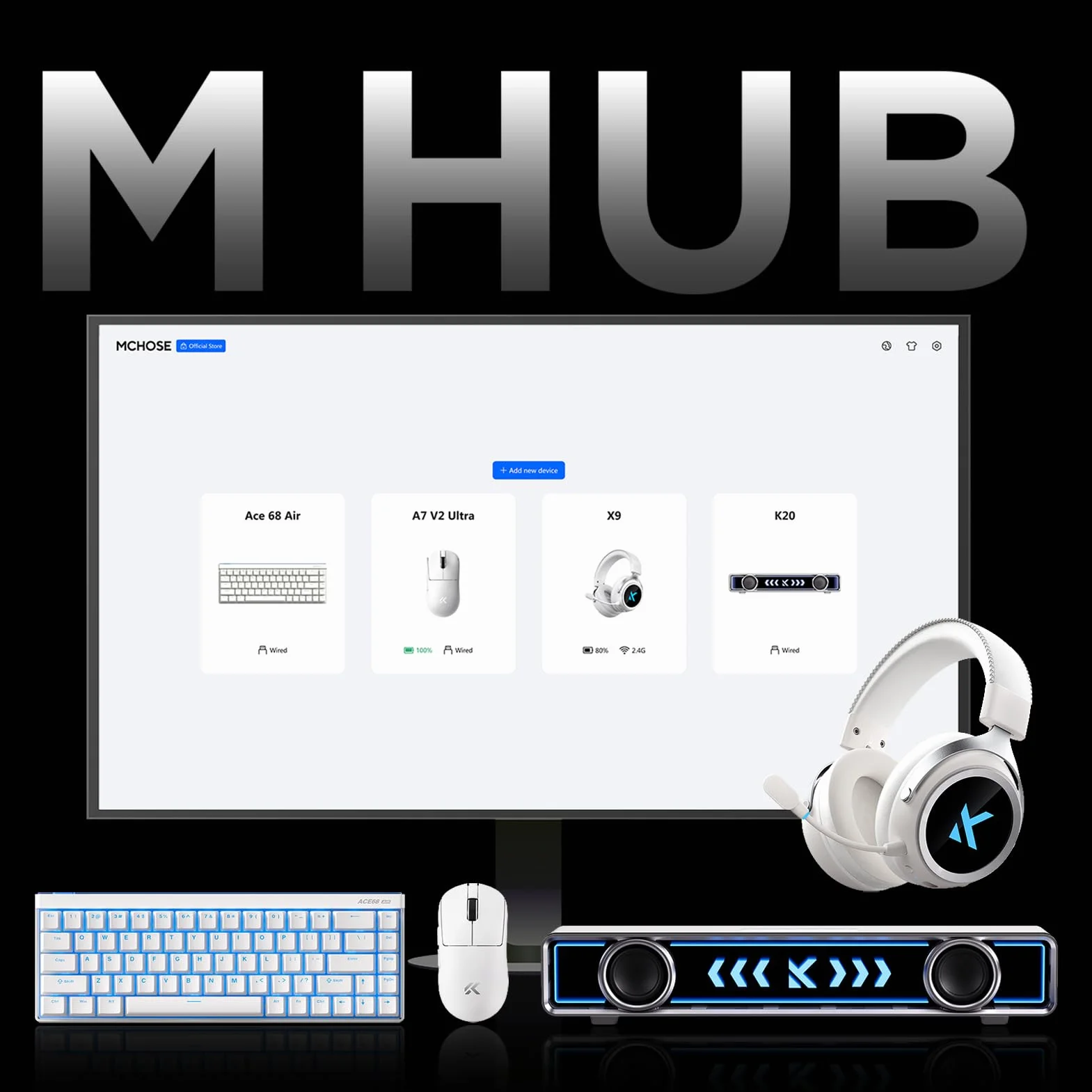 FOXMM x Mysz MCHOSE A7 V2 Pro Superlight 59 g, czujnik 26 000 DPI, regulacja 6 DPI, bardzo szybka wysyłka 8K Hz, bezprzewodowa mysz do gier BT/2,4 GHz/przewodowa, bateria 200 godzin, czarna