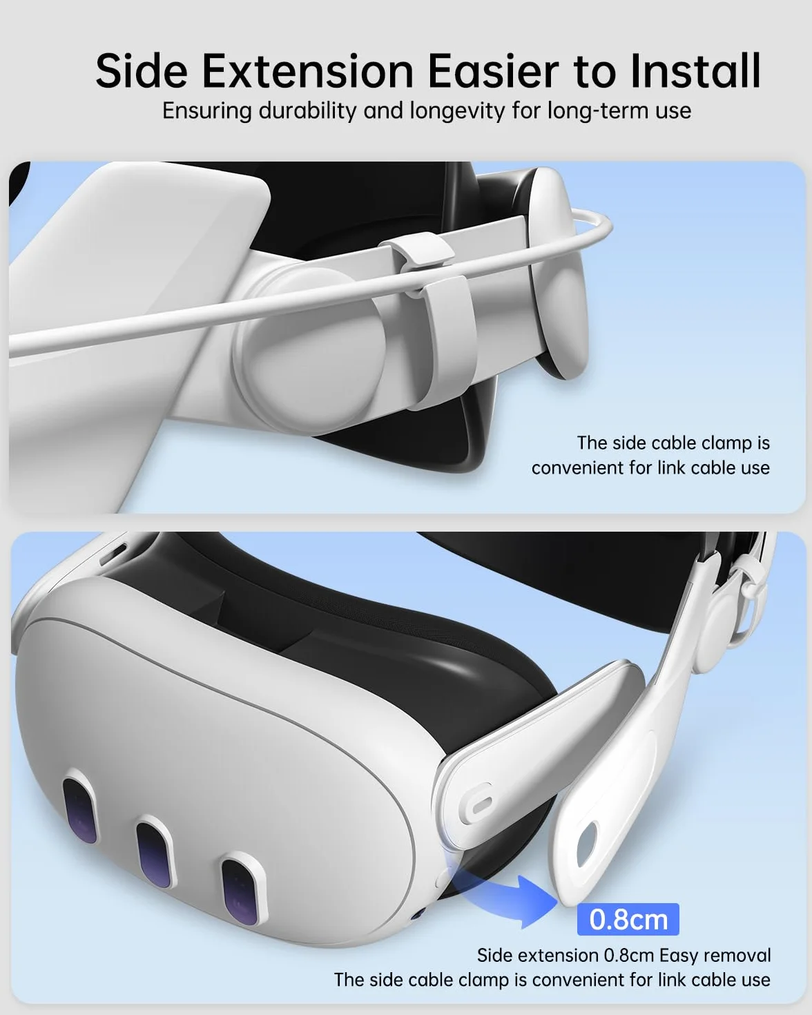 Zyber Pasek Na GłOwę do Meta Quest 3 Akcesoria, Regulowany, Bezuciskowy Pasek Na GłOwę Vr do Oculus Quest 3, ZwięKszająCy Komfort I Stabilność