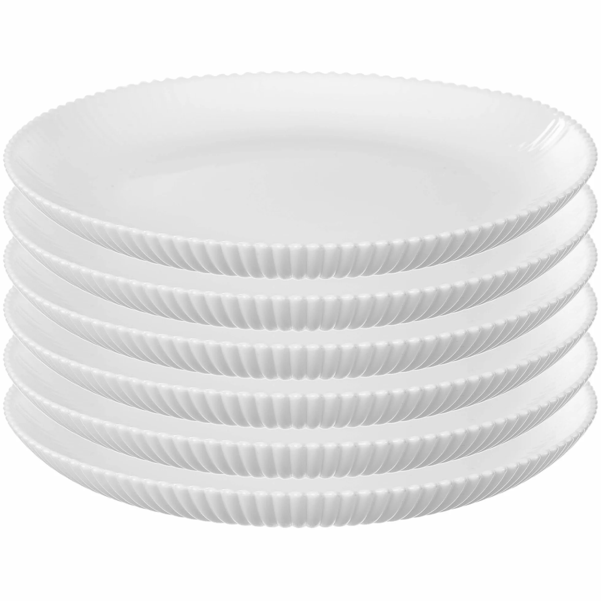 KADAX 6-częściowy zestaw talerzy deserowych, 19 cm, białe talerze śniadaniowe ze szkła opalowego, talerze do ciasta, małe talerze do ciast, deserów i śniadania, nadają się do mycia w zmywarce (białe)