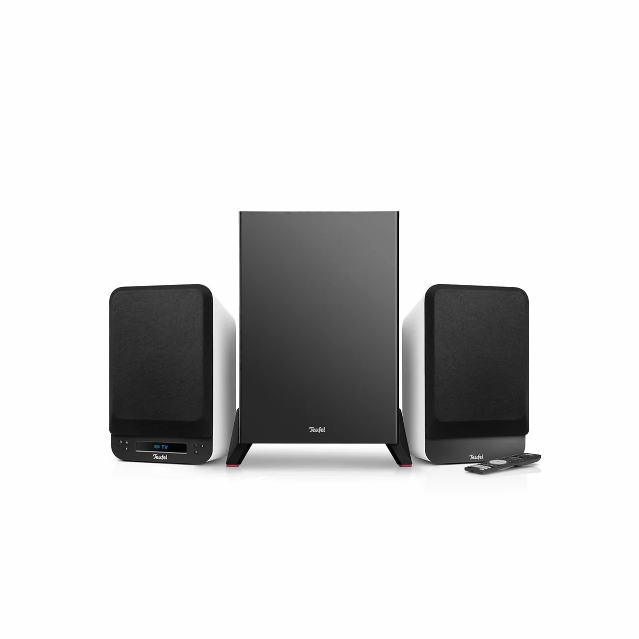 Teufel ULTIMA 25 AKTIV Club Edition 2.1 system dźwiękowy z bezprzewodowym subwooferem - aktywne głośniki regałowe z Bluetooth i zintegrowanym odbiornikiem AV, Dolby Audio, DAB+, HDMI ARC CEC, Touch