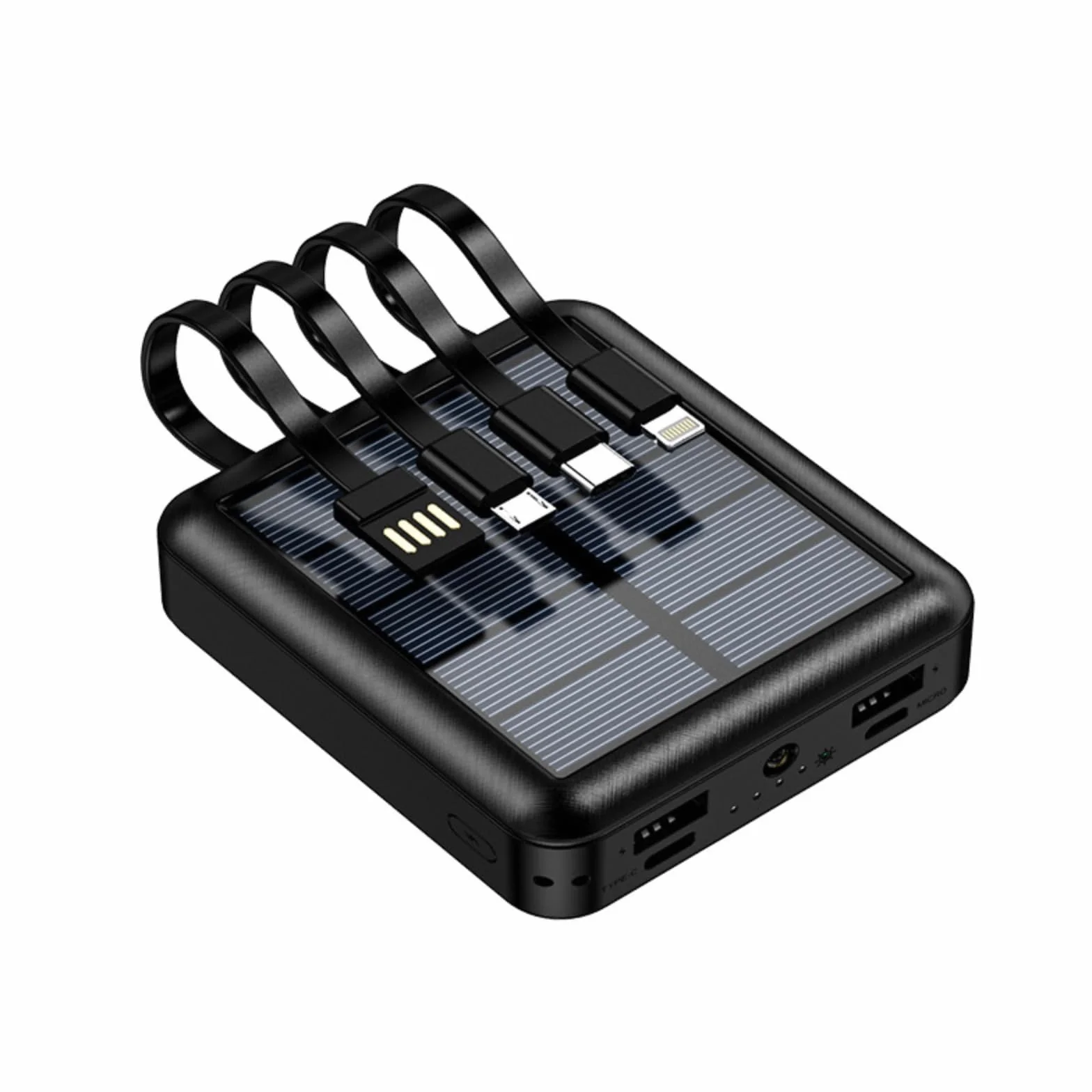 Powerbank na Energię Słoneczną, Przenośna Ładowarka 20000mAh do Pieszych Wędrówek w Podróży, Metody Ładowania: USB C, Port Micro USB (Czarny)