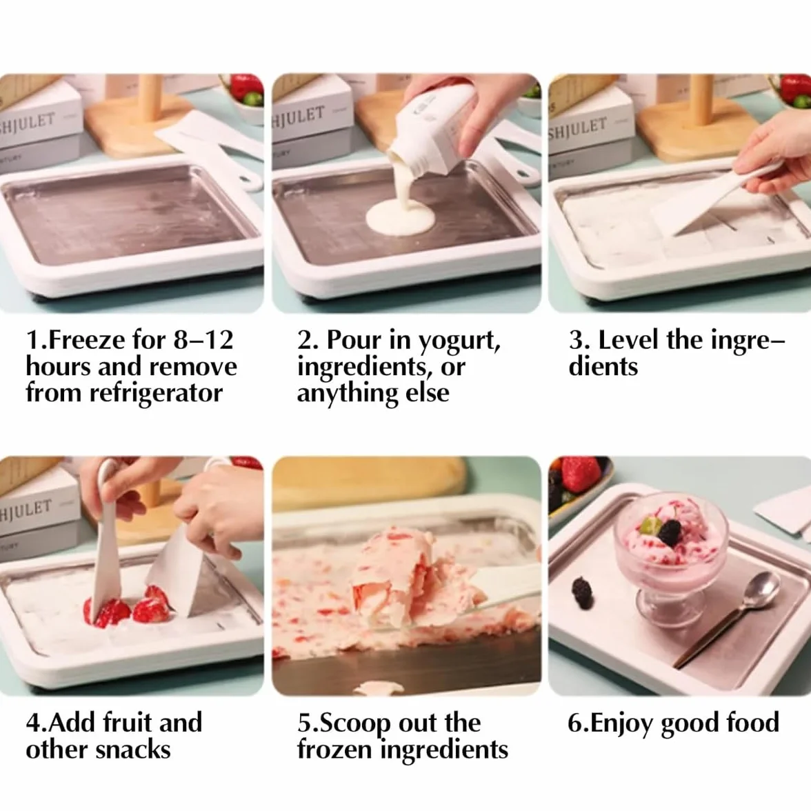 Ice Cream Rolls Maker do robienia lodów "zrób to sam" – maszyna do robienia lodów z 2 szpatułkami, dla dzieci i rodziny, kolor biały, 21 x 26 cm