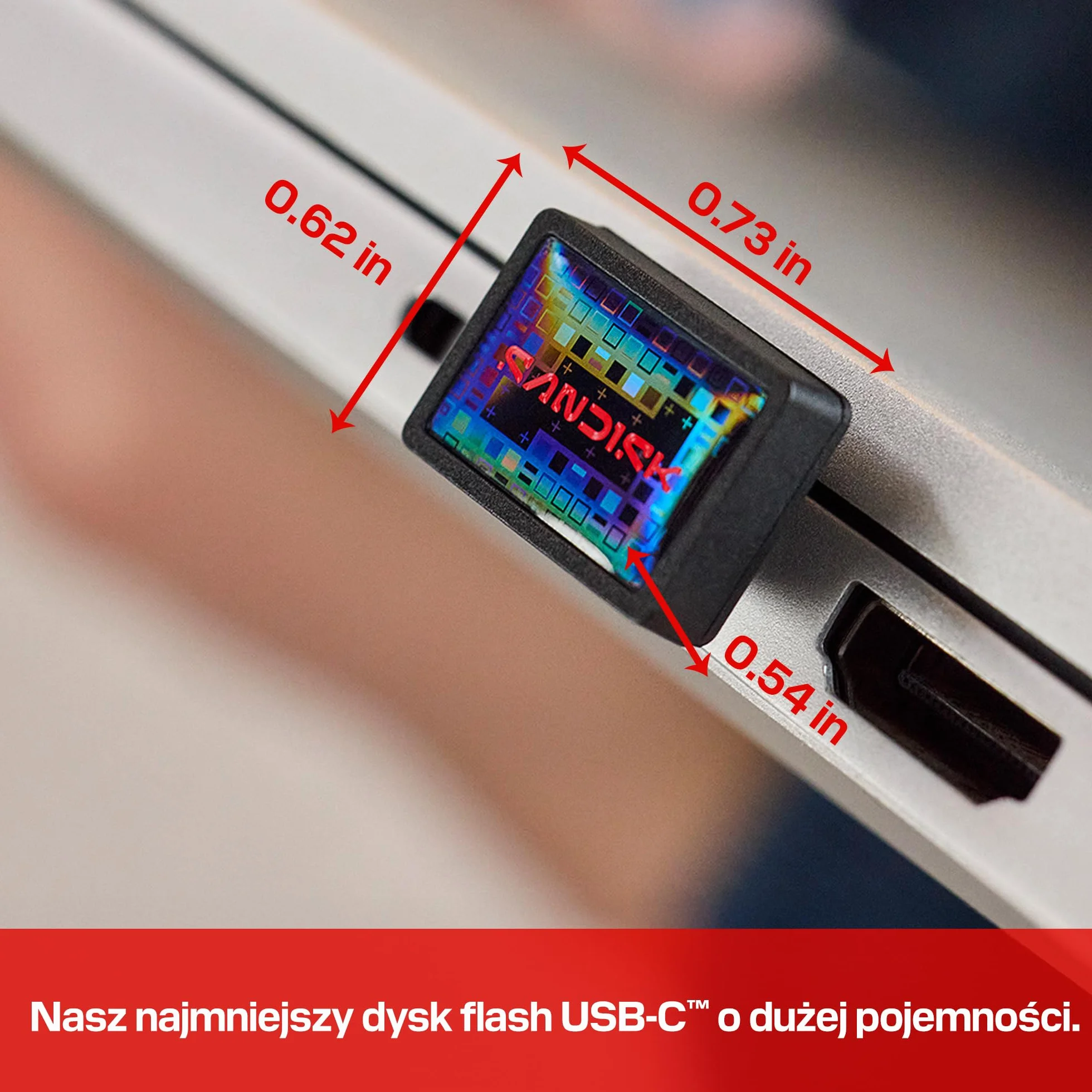 SANDISK Extreme Fit USB-C Dysk flash 256 GB (Prędkości odczytu do 400 MB/s, pamięć masowa typu plug-and-stay, aplikacji SANDISK Memory Zone)