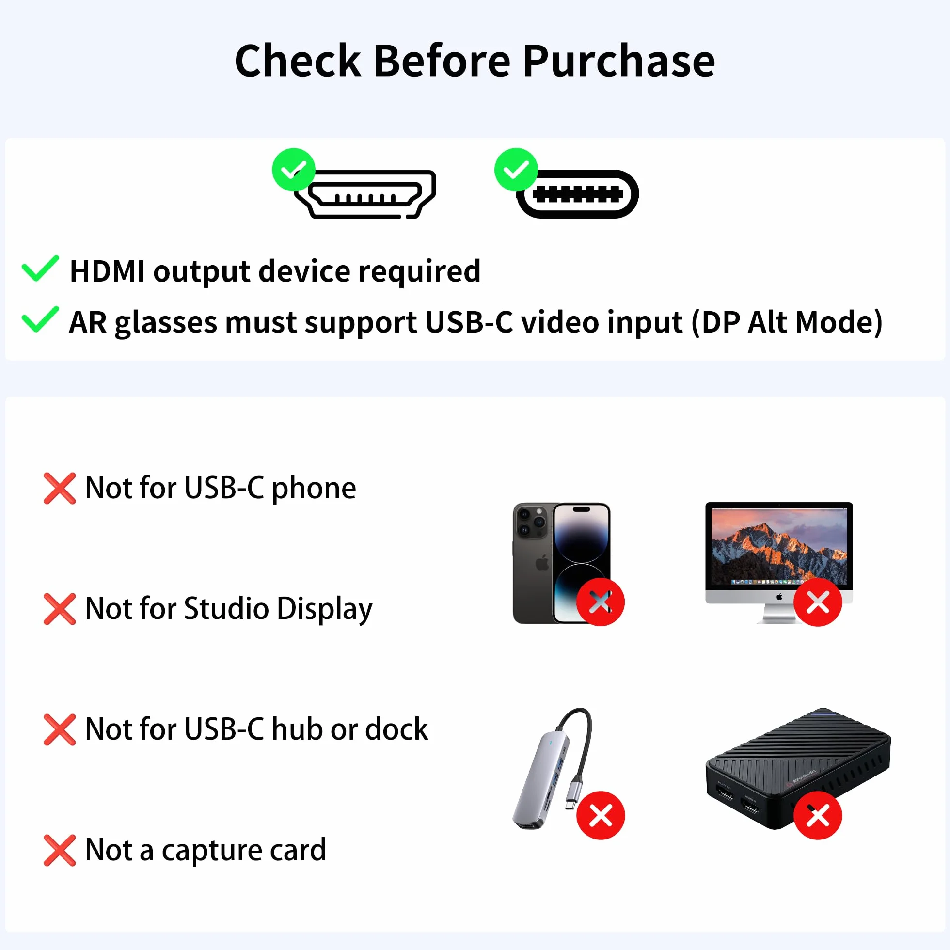 Adapter HDMI na USB-C (żeńskie) 4K@60Hz – Konwerter ze źródła HDMI na monitor USB-C i okulary AR, kompatybilny z Viture, Xreal, RayNeo, Rokid; do PS5, Xbox, Switch oraz stacji dokującej Steam Deck.
