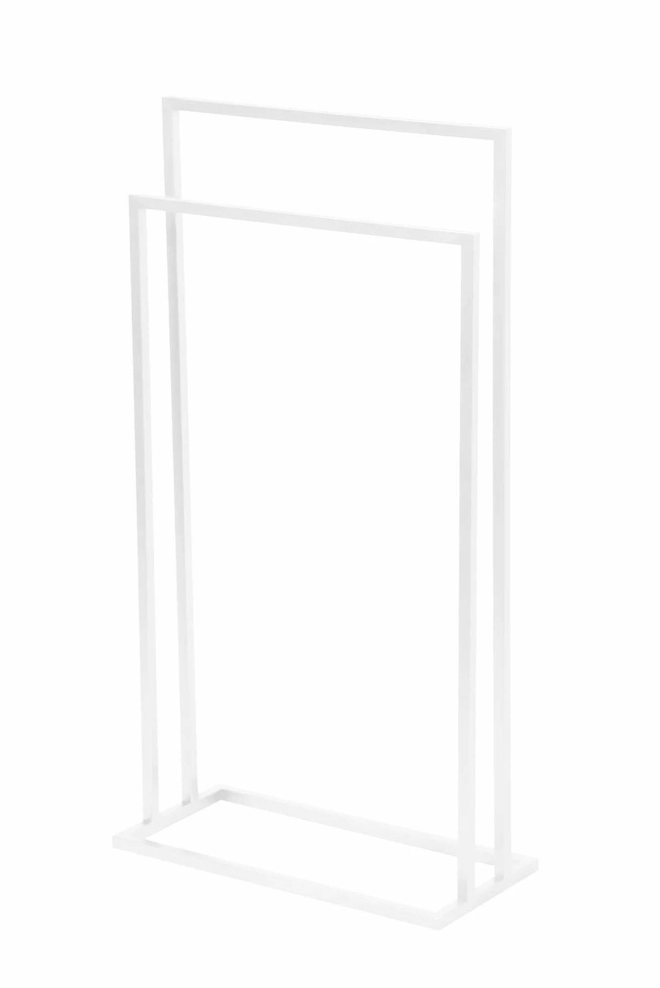 Wolnostojący Wieszak na Ręczniki - szer. x gł. x wys. 45x21x86cm - Wykonany z Metalu, z Podkładkami Antypoślizgowymi, Stabilny, Produkt UE, bez Montażu - VIVO - 2 pręty - Biały