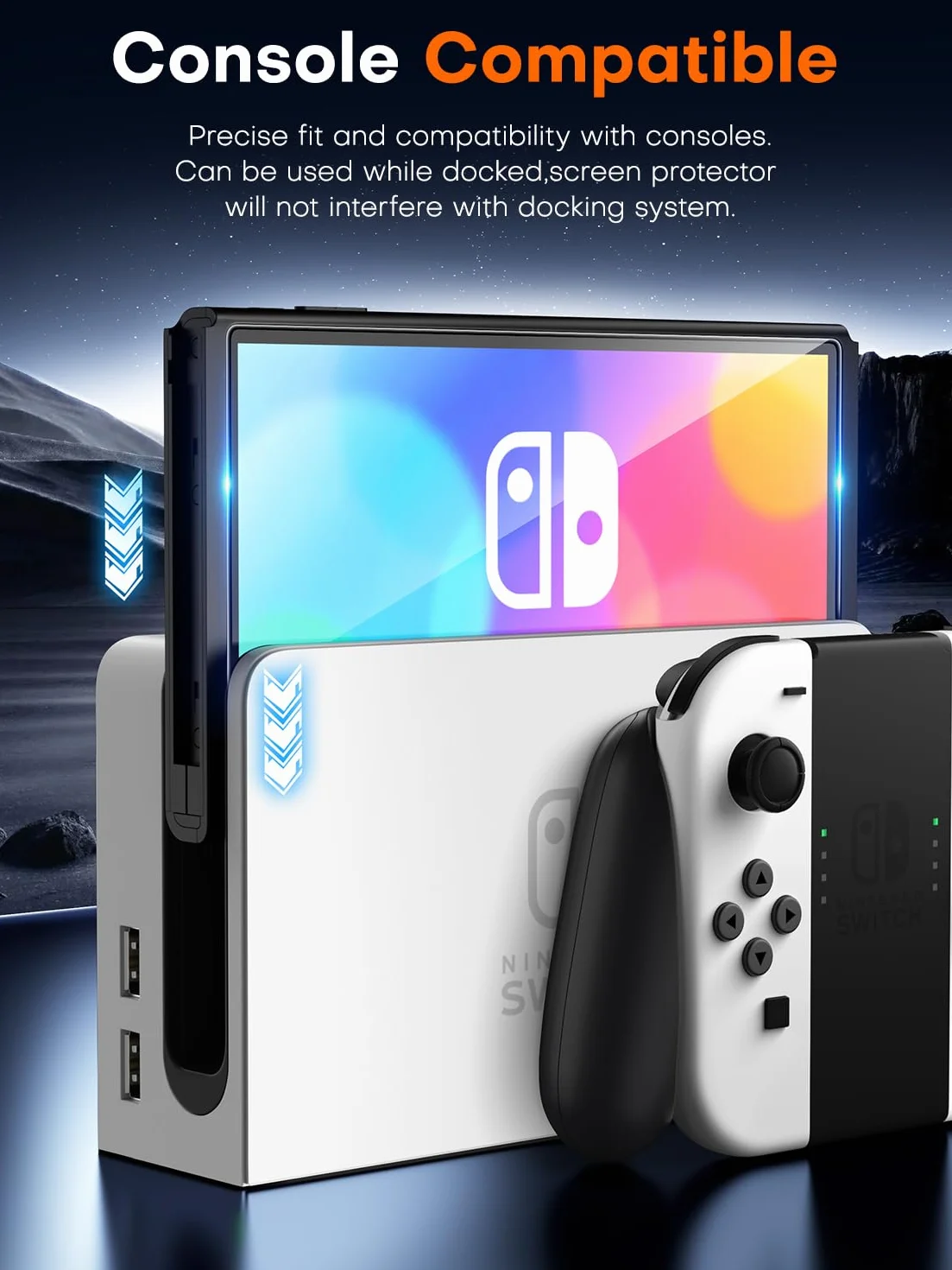 TOCOL Ochraniacz ekranu ze szkła hartowanego kompatybilny z Nintendo Switch OLED 2021 model 18.8 cm odporny na zarysowania twardość 9H