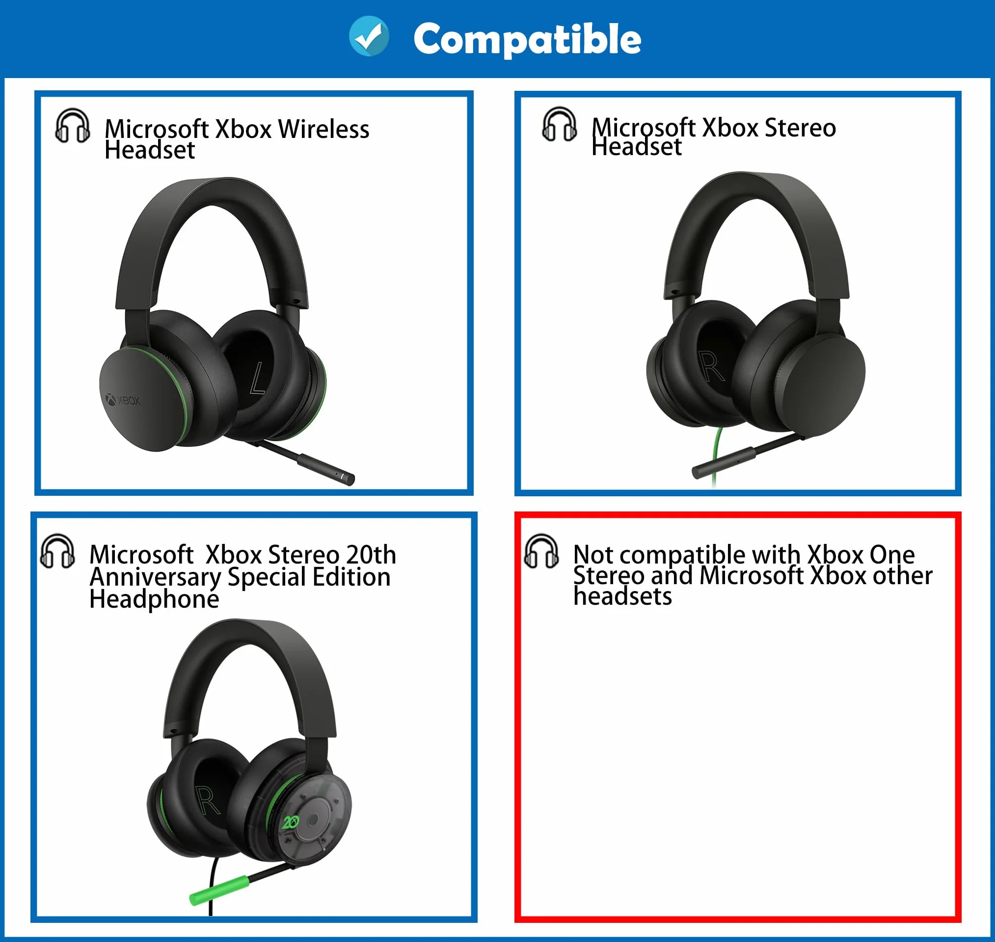 poduszki nauszne Kompatybilny z Microsoft Xbox Wireless/Xbox Stereo/Xbox Stereo 20th Anniversary Special Edition Słuchawki wymiana Nauszniki z Skóra proteinowa premium nauszników