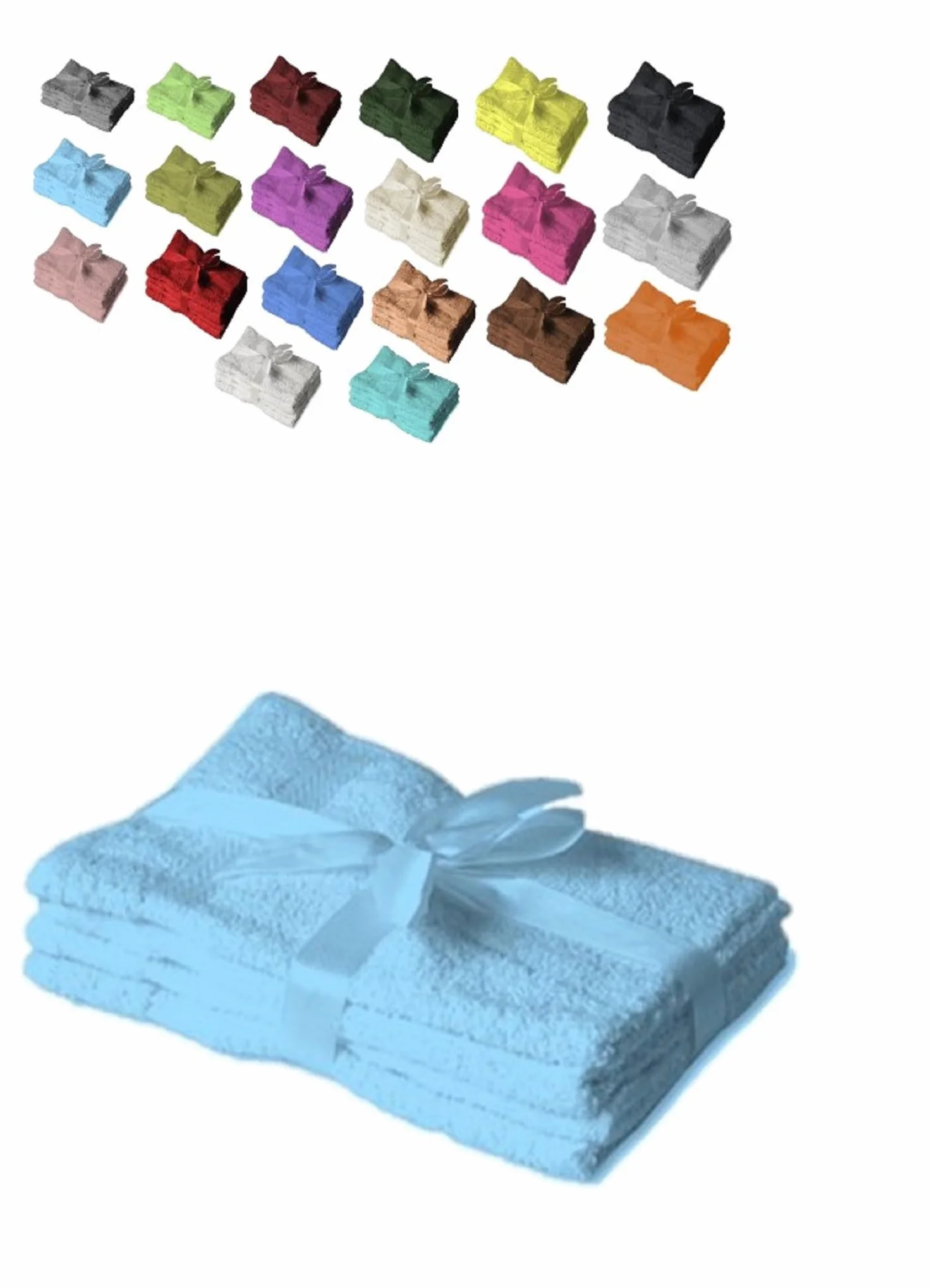 EXKLUSIV HEIMTEXTIL Seria ręczników w zestawie z kokardką marka ręczniki dla gości zestaw 4 szt. 30 x 50 cm jasnoniebieski