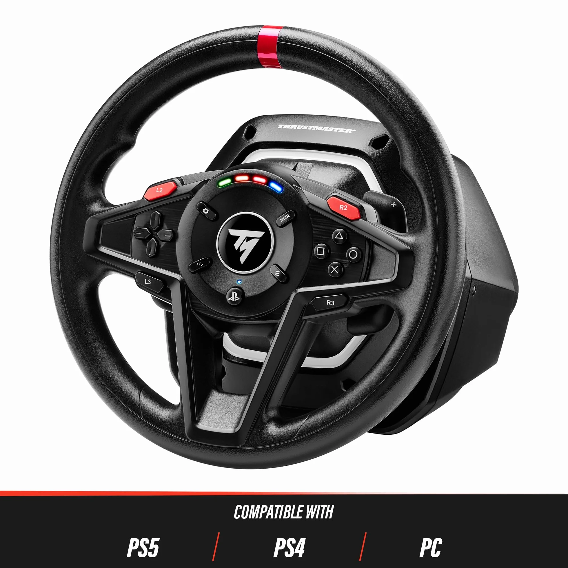 Thrustmaster T128, kierownica wyścigowa z siłowym sprzężeniem zwrotnym i pedałami magnetycznymi, PlayStation 5, PlayStation 4, PC