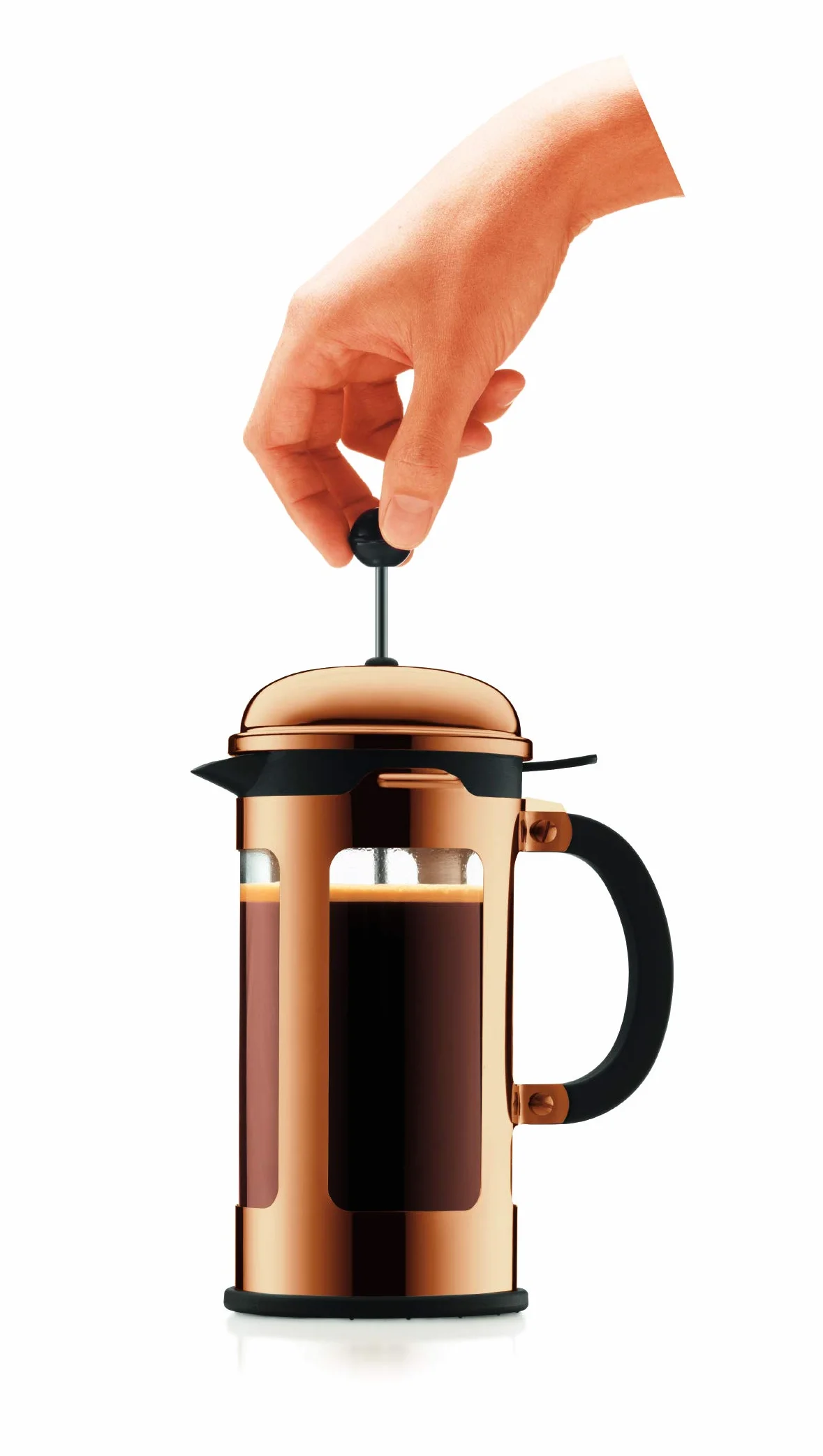 Bodum CHAMBORD Zaparzacz do kawy (system French Press, ochrona przed wyciekiem, rama ze stali nierdzewnej, 1,0 l) miedź, miedziany