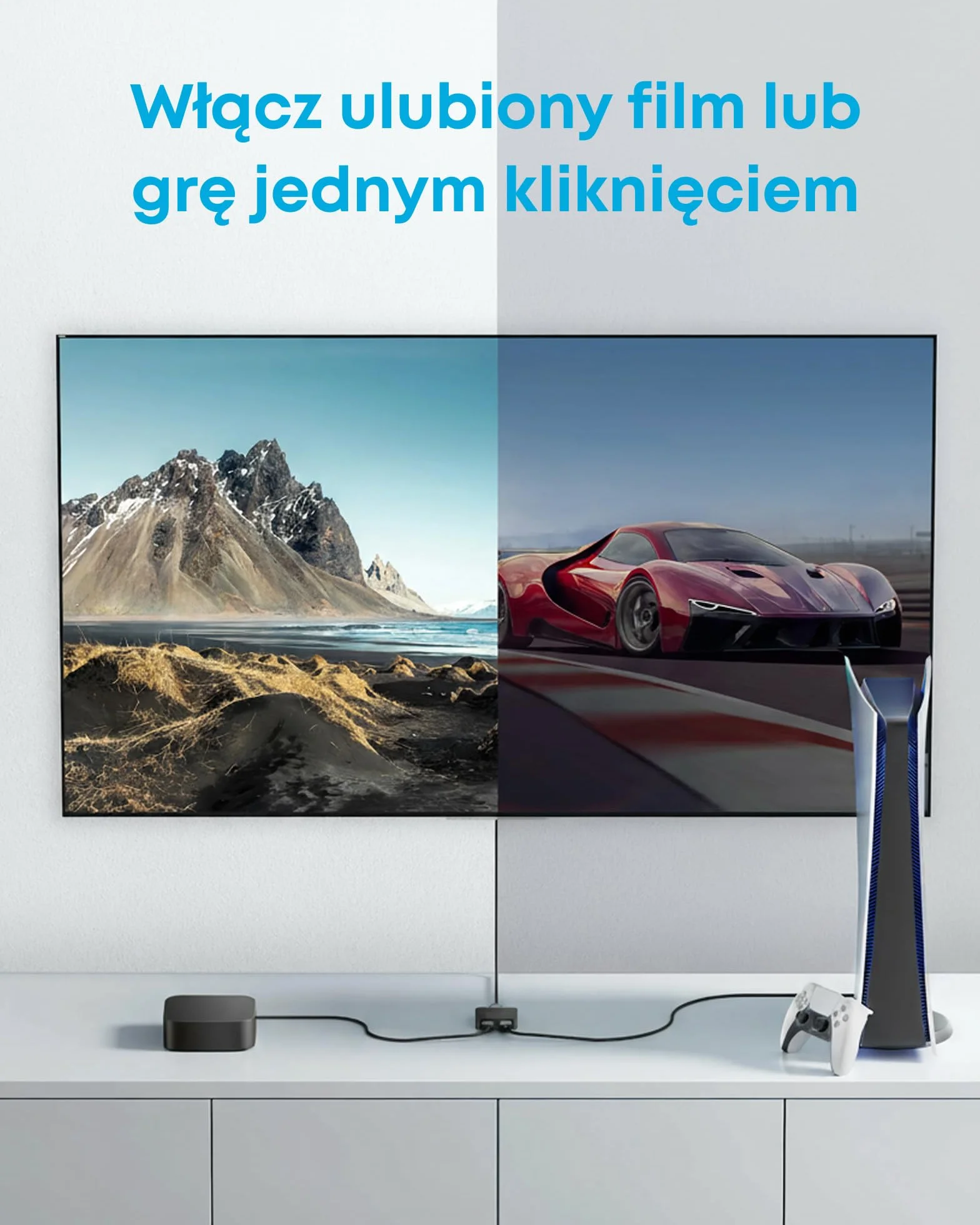 Przełącznik HDMI Anker, HDMI 4K@60Hz, 2 wejścia i 1 wyjście, gładkie wykończenie, zgodność z HDR, 3D, Dolby, kompatybilność z laptopami, komputerami PC
