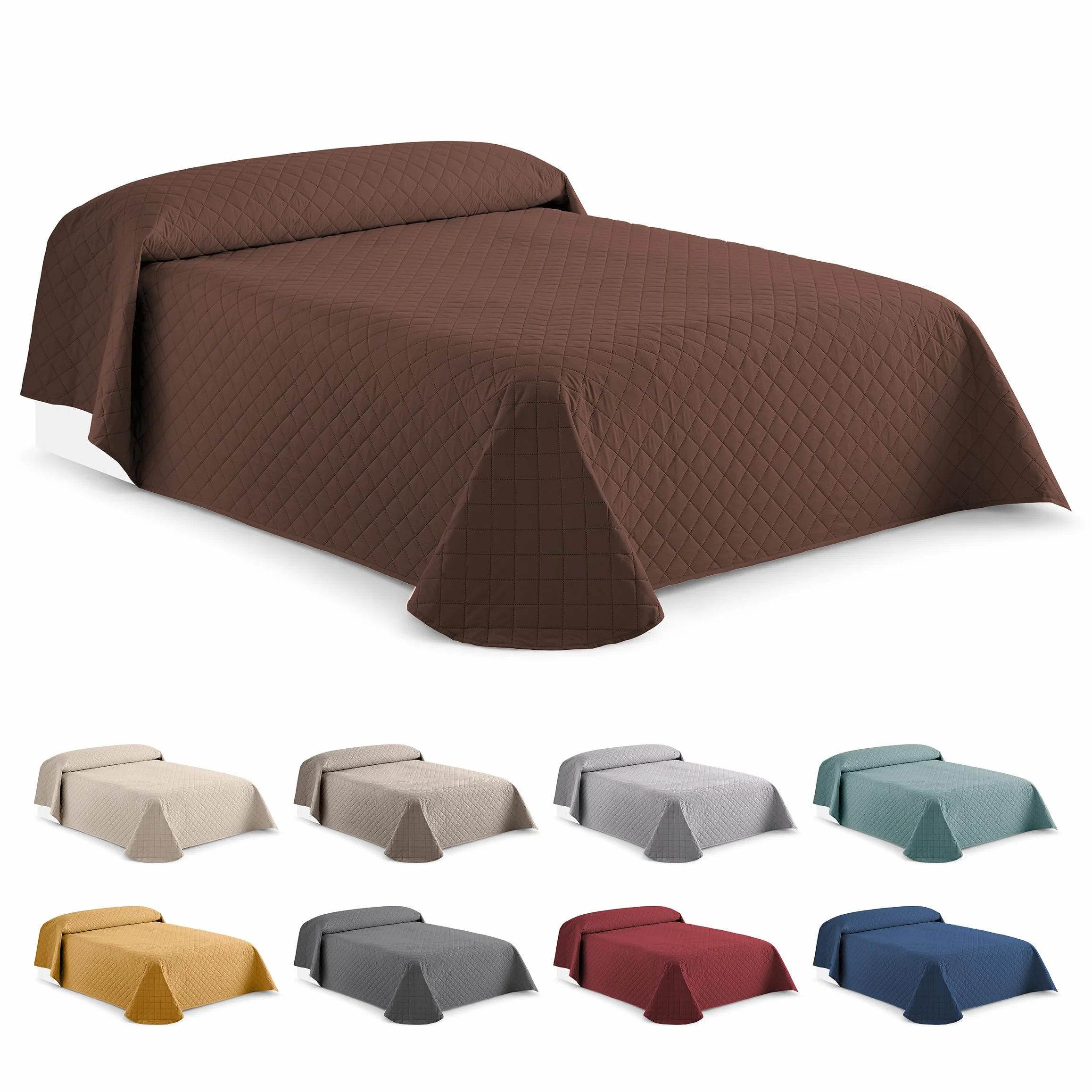 EasyCosy Narzuta dwuosobowa 250x260 cm brązowa w romby mikrofibra OEKO-TEX®