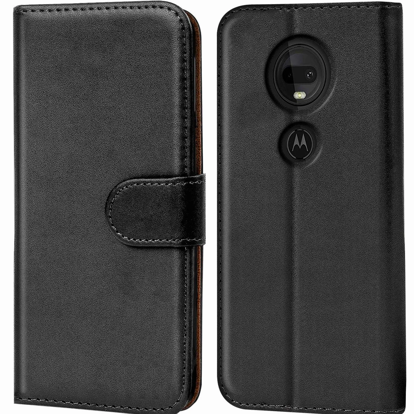 Verco Etui Kompatybilne z Motorola Moto G7 Power Case, ochronne obudowa dla Motorola G7 Power portfel smartfon przegródki na karty, Czarny
