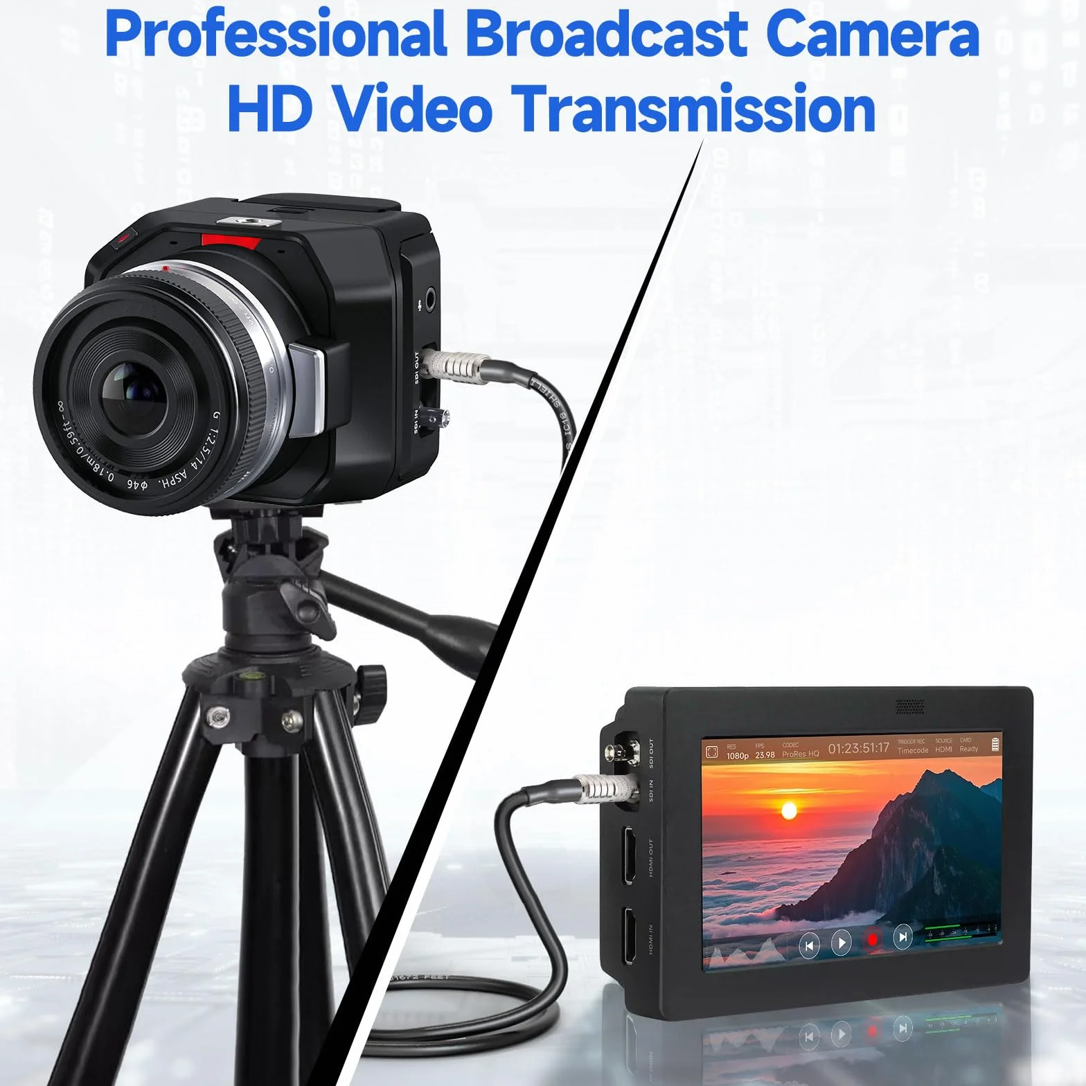 Superbat BNC 3G/6G/HD 30cm Cable, BNC Male to Micro Male 75Ohm Belden 1855A for Camera, Digital Video Transmission, Blackmagic