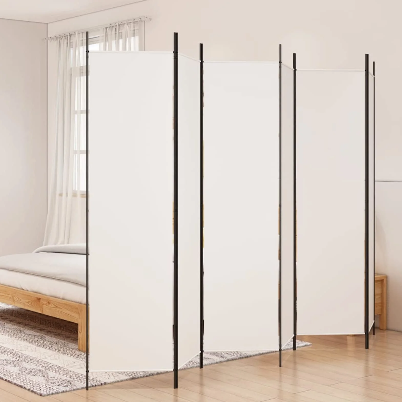 Biombo Przegroda 6-panelowa Biały 300x200 cm Rozdzielacz Pomieszczenia