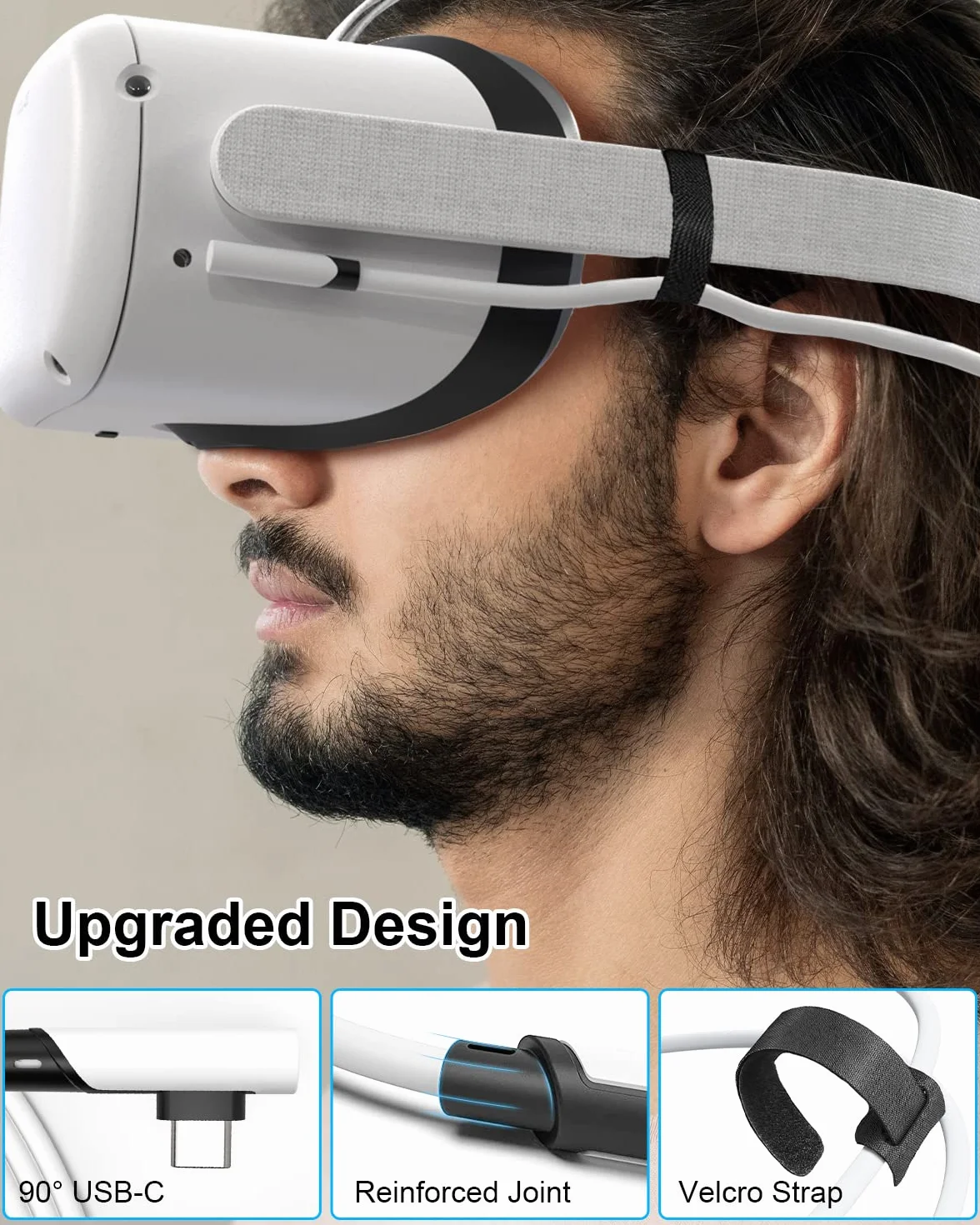 Kabel łączący 2 w 1 do Oculus/Meta Quest 2, USB 3.0 na typ C, 5 metrów, z oddzielną funkcją ładowania, akcesoria do VR