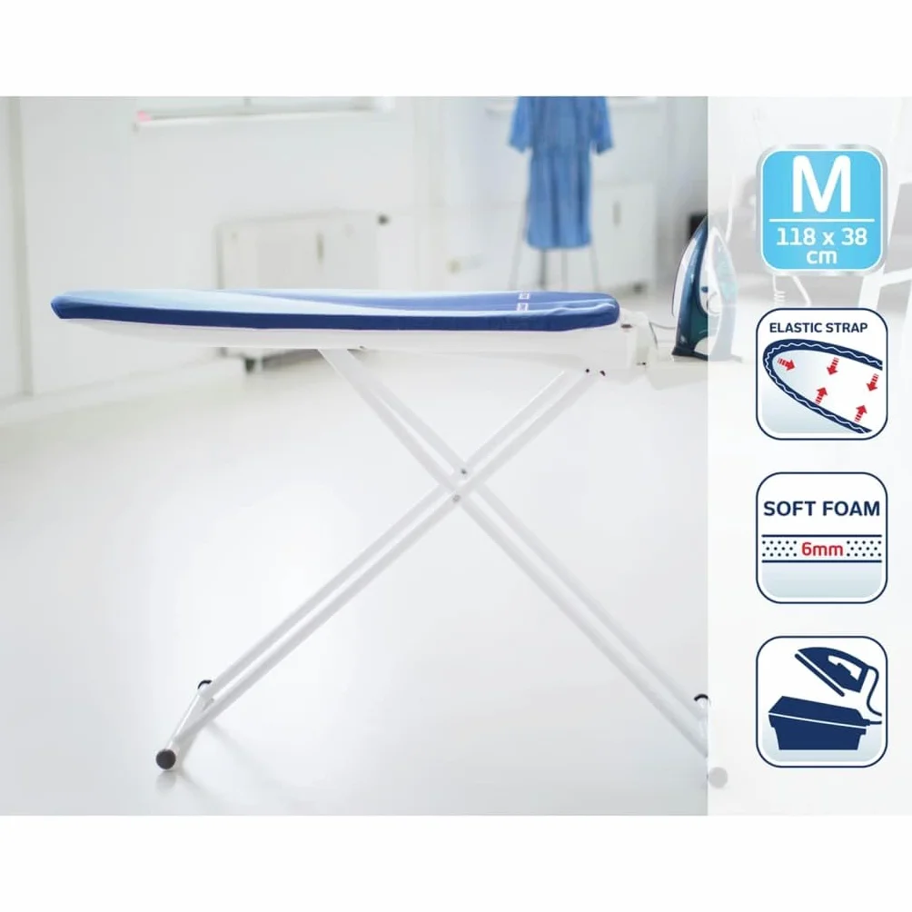 Leifheit Air Active średnio wyściełana osłona na deskę do prasowania, zastępcze pokrowce na deskę do prasowania, 118 x 38 cm, Blue Flow, Air Active
