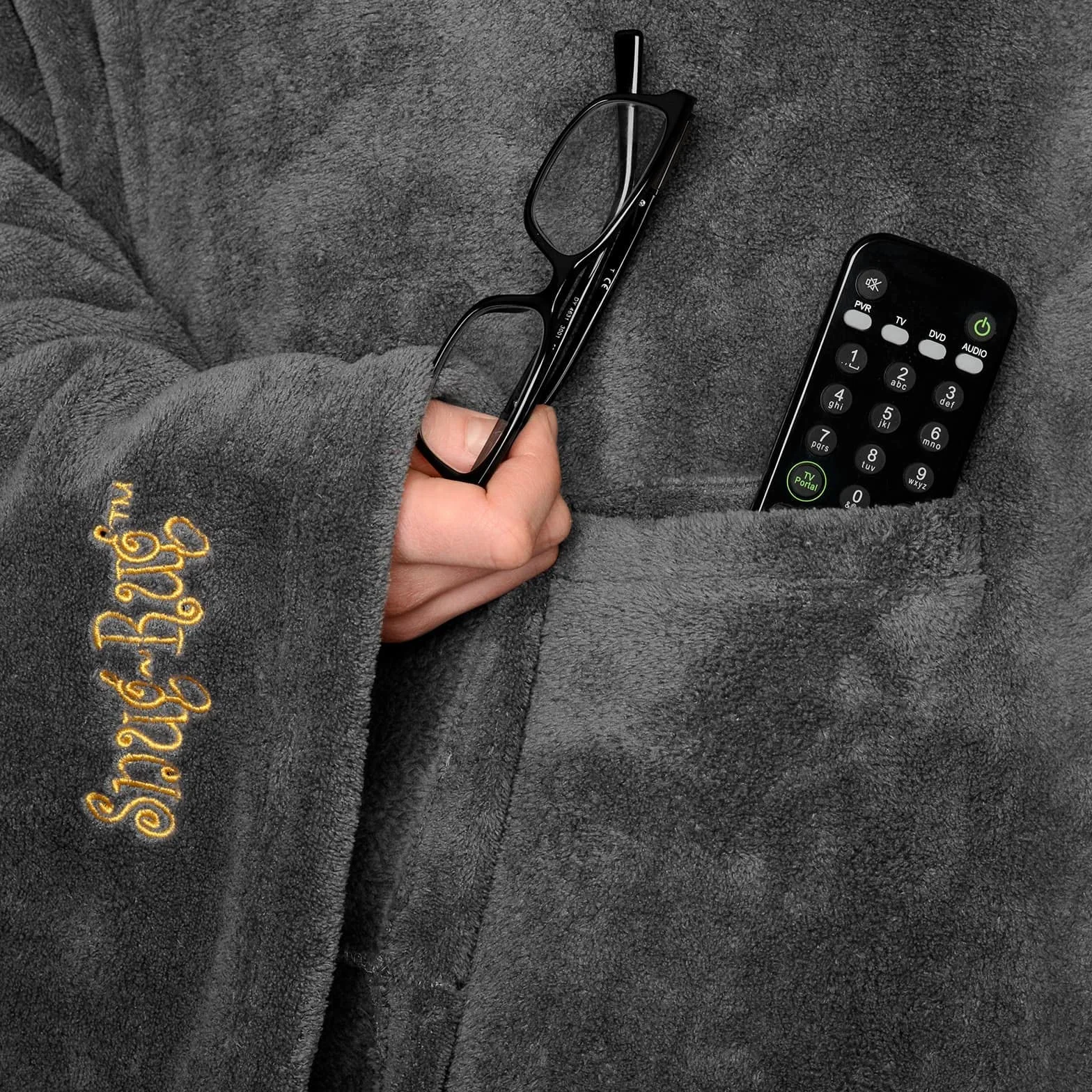 Snug Rug Deluxe przytulny koc z rękawami dla dorosłych, koc z włókniny z rękawami, z polaru Coral, łupek szary, 214 x 152