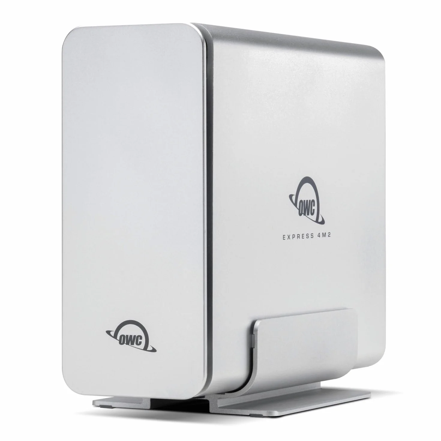 OWC Express 4M2 USB4 Obudowa 4 gniazda NVMe M.2 2230/2242/2280 SSD | do 3200 MB/s | RAID 0/1/4/5/10/JBOD | Kompatybilny z komputerami Mac/PC | Aluminium | Cichy | Kabel USB-C w zestawie | bez SSD bez