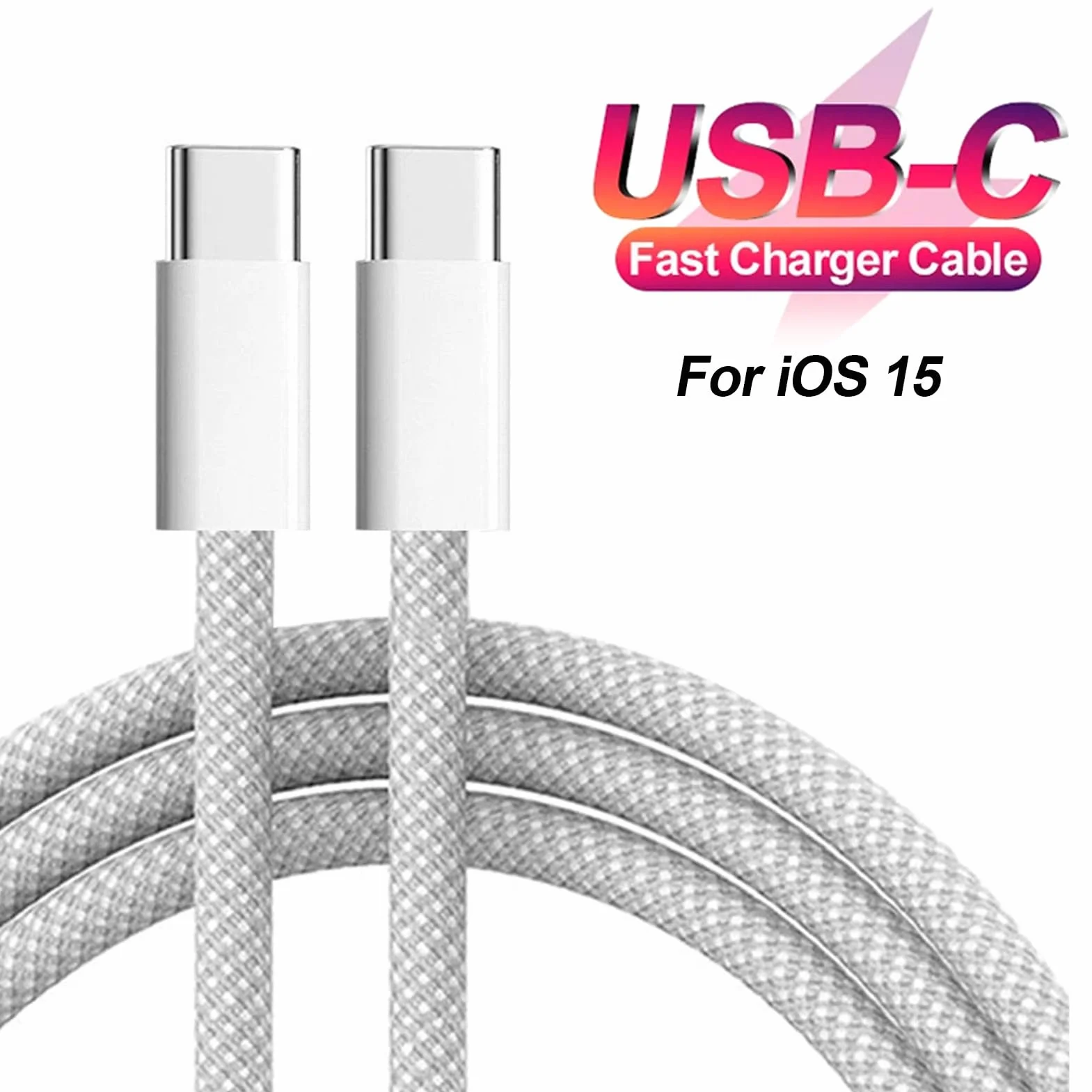 Kabel USB C na USB C, Nylonowy Kabel ładowarki USB C o Długości 3,3 Stopy, Typ C 60 W 3 A dla IOS 15/15 Pro/15 Plus/15 Pro Max, IOS Pad Pro Mini Air, S23 S22 i Więcej