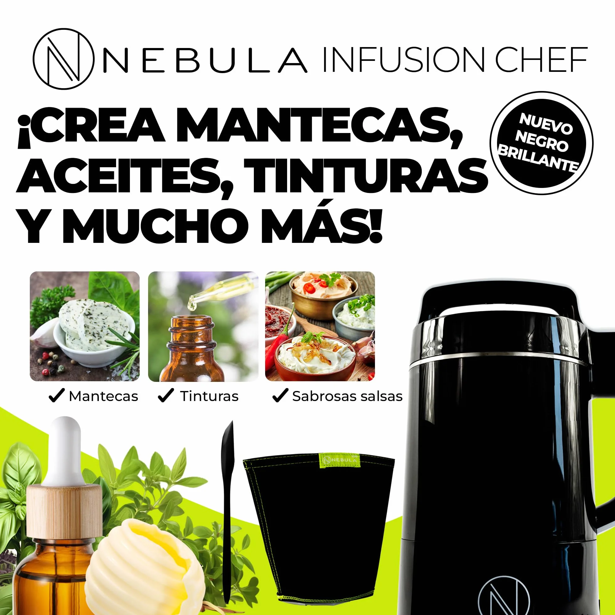 Nebula Infusion Chef Infuser Machine do masła ziołowego, oleju, nalewek czarny