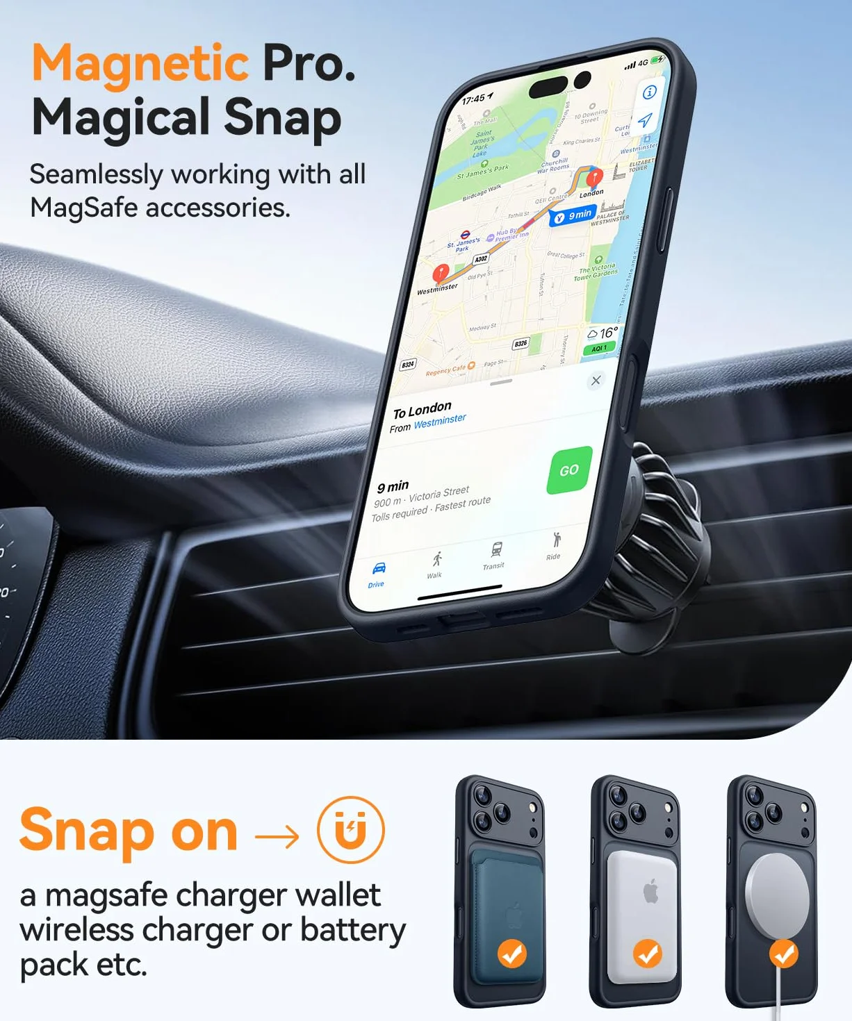 CANSHN Magnetyczne Etui kompatybilne z iPhone 17 Pro z Pełną Ochroną Aparatu, Półprzezroczyste Matowe Wstrząsoodporne 6,3 cala - Czarny