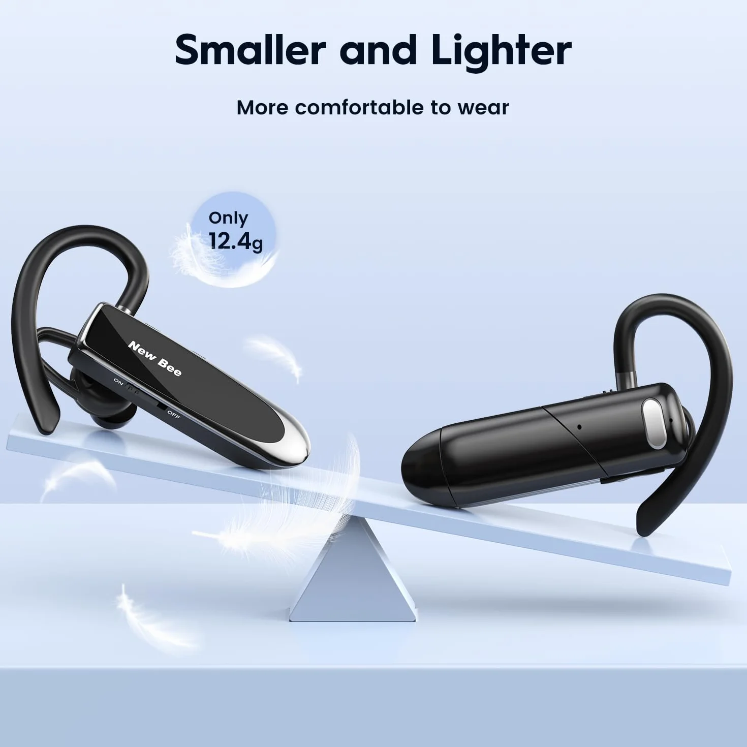 Bee Słuchawki Bluetooth V5.0 z Clear Voice Capture, do Telefonów iPhone, Samsung, Huawei, HTC, Sony itp.