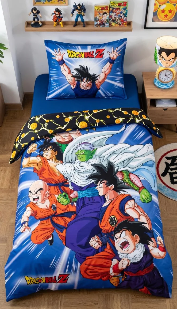 Zestaw pościeli Dragon Ball DB1103BL 140x200cm +70x90cm, wielokolorowa, 100% bawełna