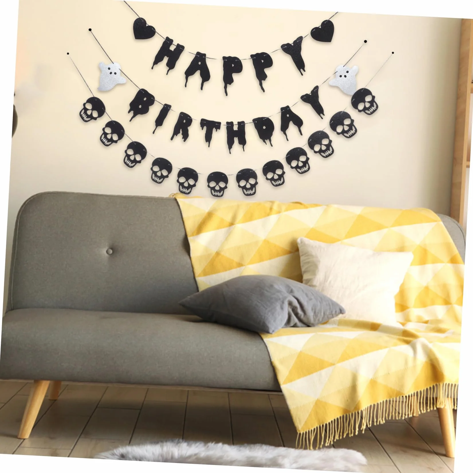 STOBAZA Halloween Birthday Party Banner Ghost Skeleton Decorations Paper Bunting Indoor Outdoor Festival