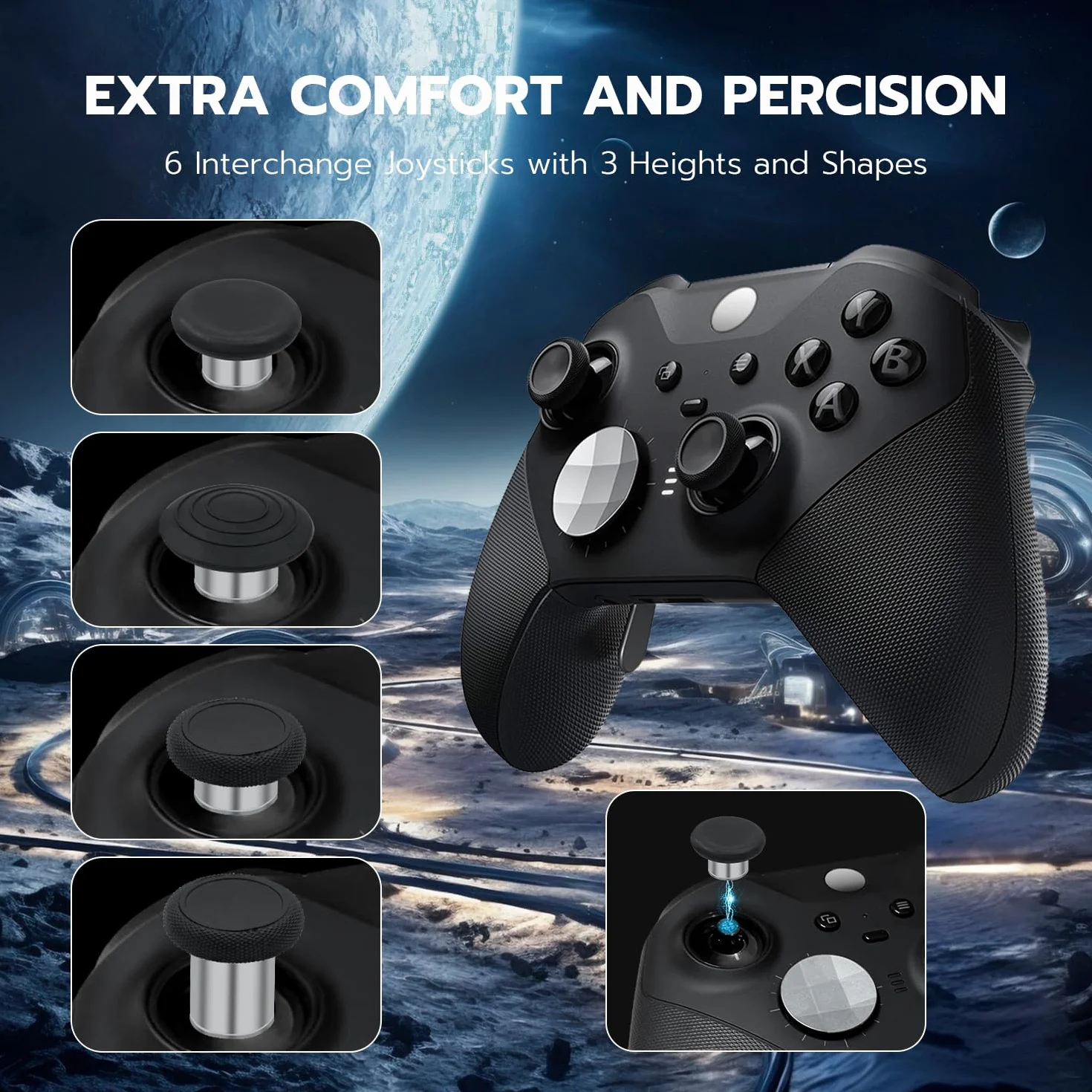 Mcbazel 13 w 1 wymiana Thumbsticks wiosła spustowe D-pady torba do przenoszenia do kontrolera Xbox One Elite Series 2 srebrny