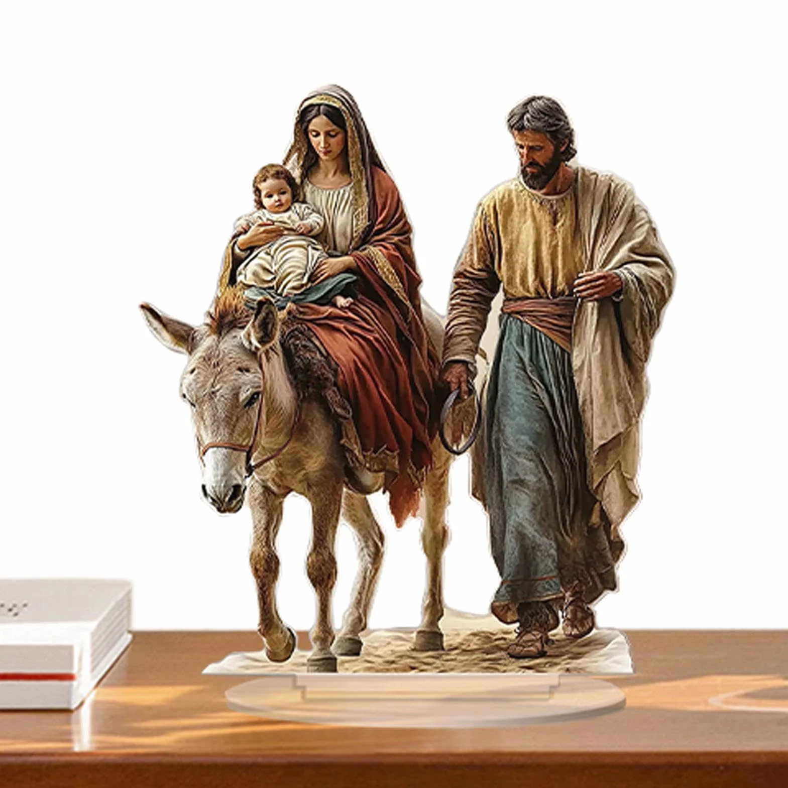 Desk Flat Nativity Scene, Nativity Scene 2d Flat Figure, Tabletop Nativity Ornament, Table Decorations, Novelty Nativity Stand Figure, Love and Peace Nativity Figure, Nativity Scene for Bookshelf