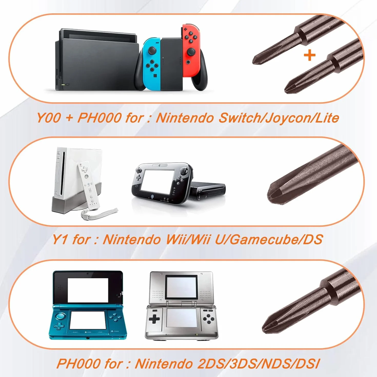 JOREST Zestaw wkrętaków do Nintendo Switch, 6-częściowy zestaw narzędzi naprawczych z Triwing Y00, Y1, Phillips PH000, pęsetą itd., do Switch Lite, Joycon Controller, Wii, Gameboy Advance SP, Gamecube