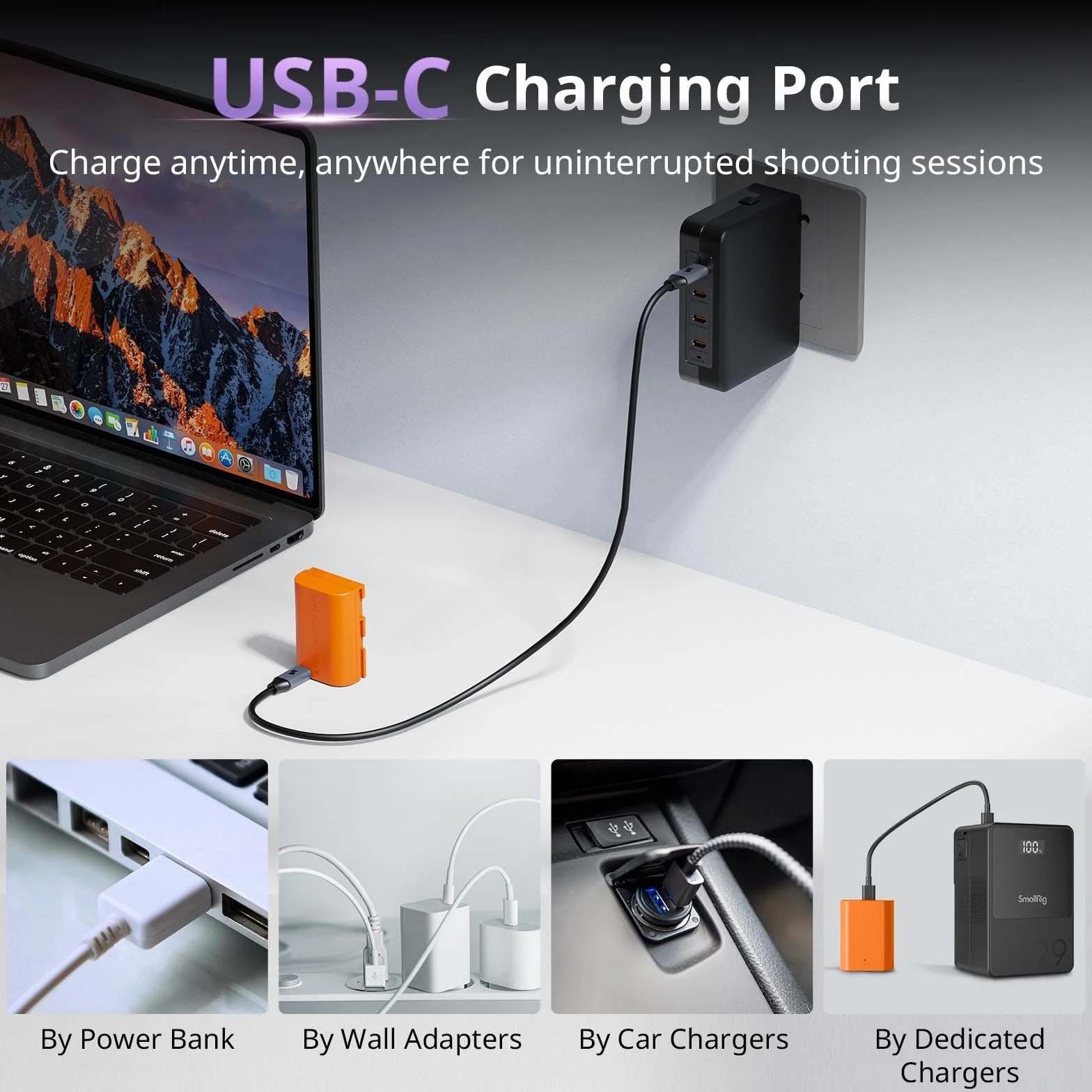 SMALLRIG Akumulator LP-E6P, 2520 mAh, zamienny akumulator USB-C do Canon EOS R5 Mark II, R6 Mark II R5, R6, R7, 5D Mark II, 5D Mark IV, 60D, 70D, 80D, 90D, szybkie ładowanie do 2,5 godziny-5407