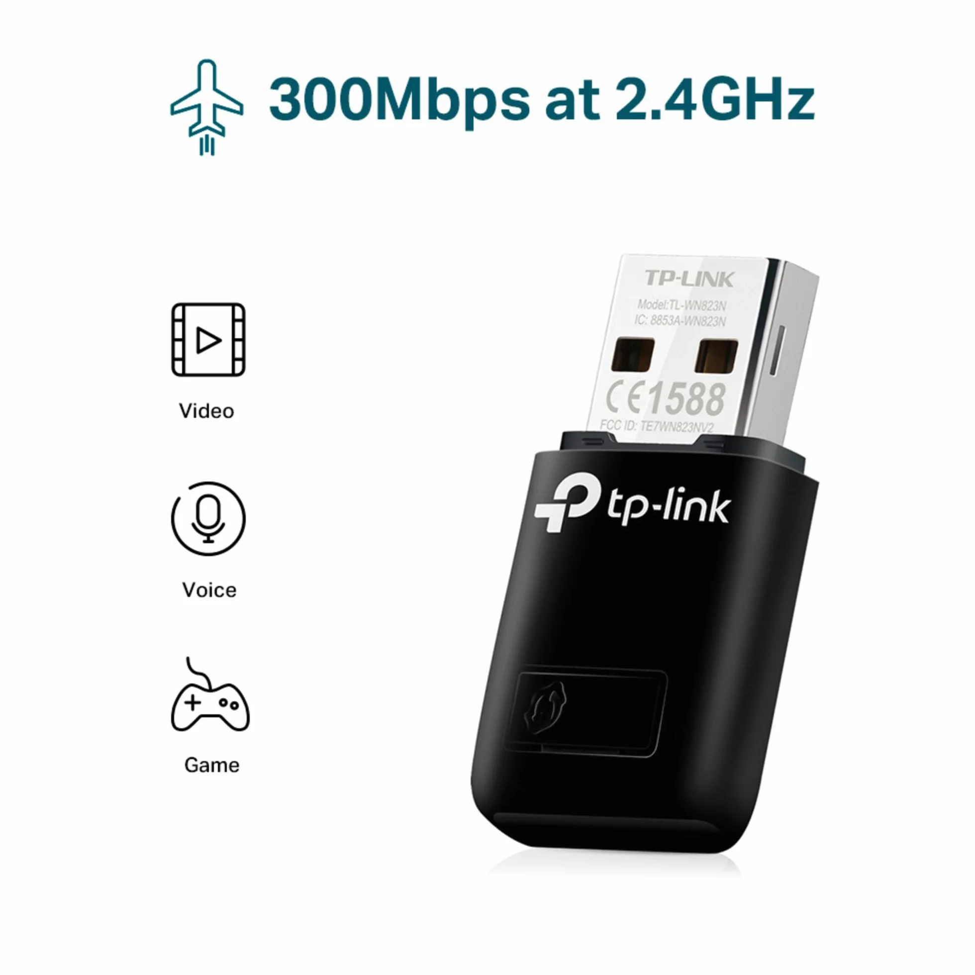 TP-Link TL-WN823N – Mini karta sieciowa USB WiFi N300 (2.4GHz), obsługa SoftAP, łatwa instalacja, idealna do laptopów i komputerów stacjonarnych